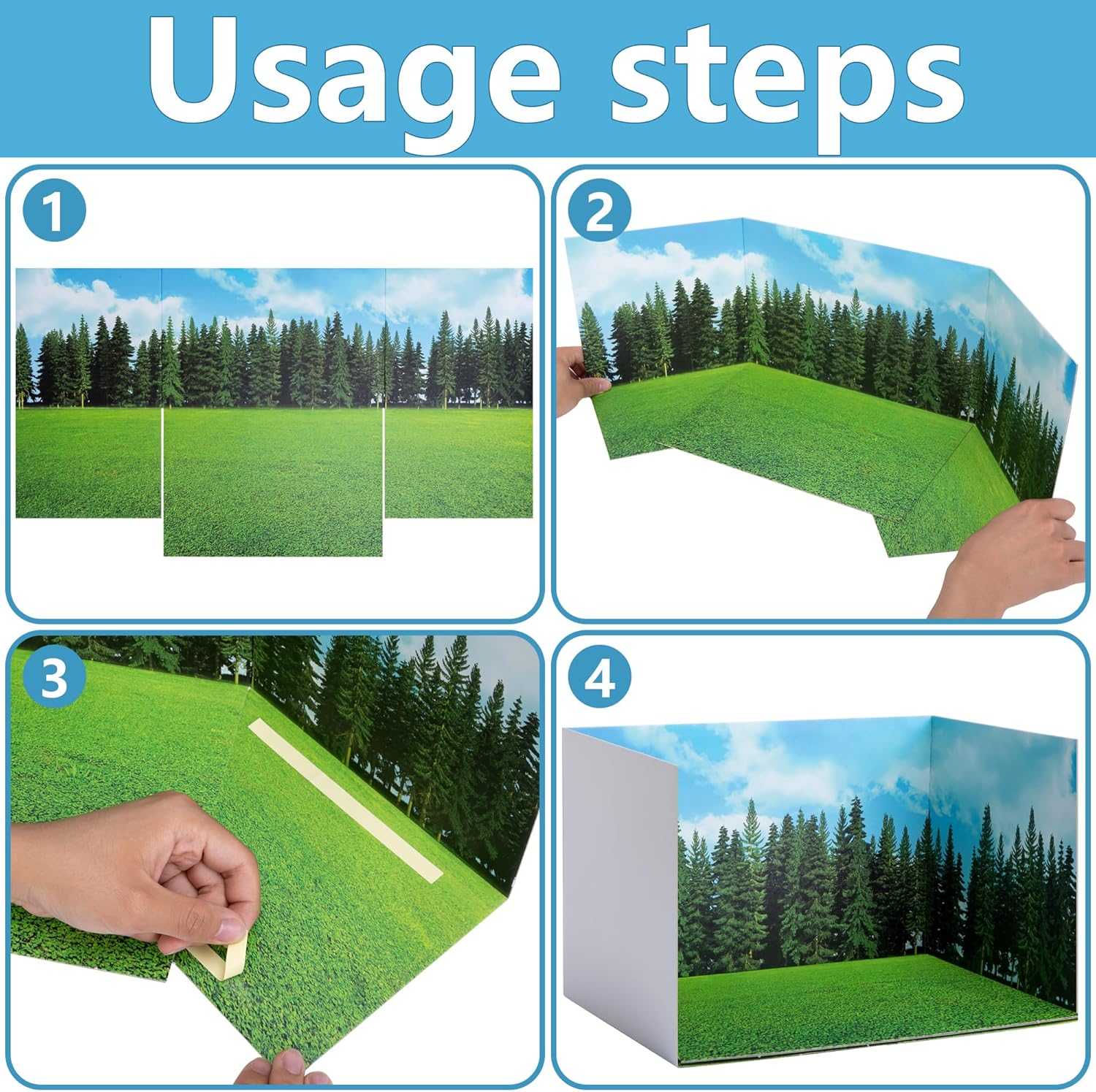 codree 4 Pcs Jungle Style Diorama Box and Fake Grass Decor, Rainforest Diorama Supplies Project Box Set, Cardboard Diorama Kit & Artificial Grass with Double Sided Tapes for DIY Crafts Toys Dollhouse