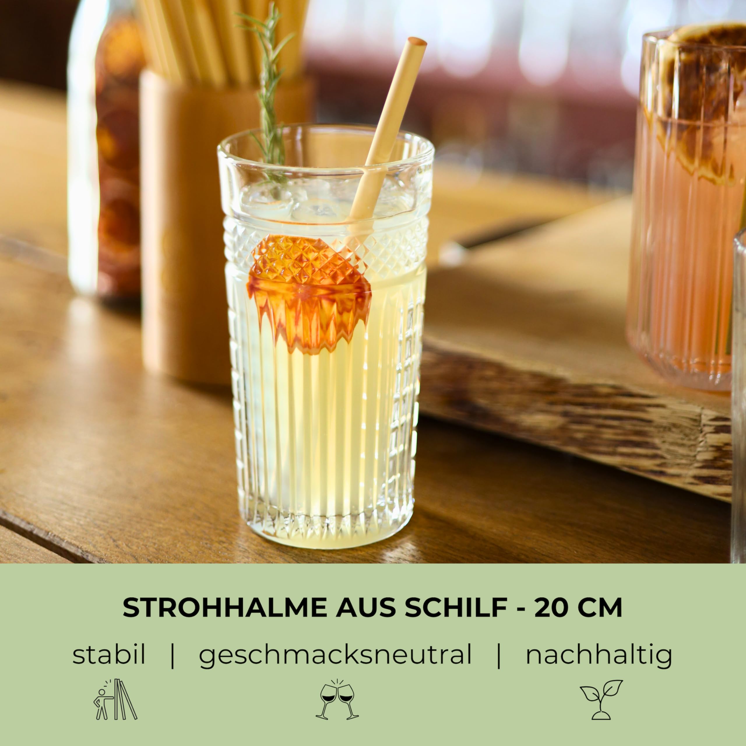 Straw Head Reed Straws Disposable Sustainable 200 Pieces in 20 cm Length and 7-10 mm Diameter - Image 2
