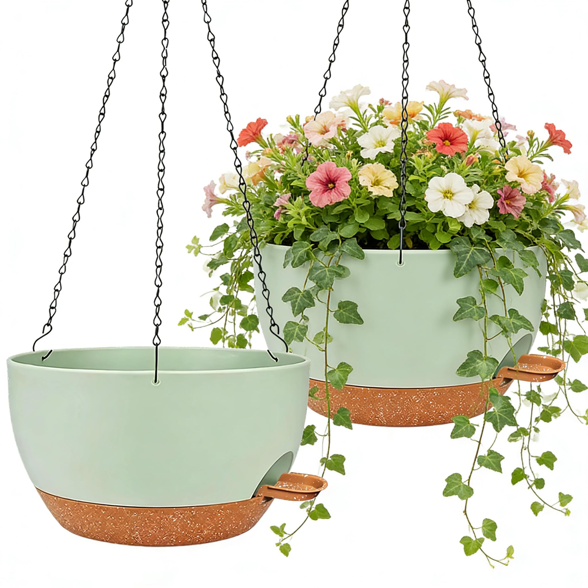 zople 2 Pack 12 Inch Self Watering Hanging Planters