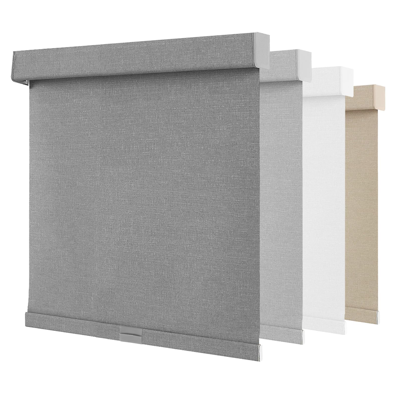 NUTRO CHILL Blackout Window Blinds Cordless, Spring System Window Shades with UV Protection Thermal Insulated Linen Fabric, Roller Blinds for Home Office(34''x72'', Grey)