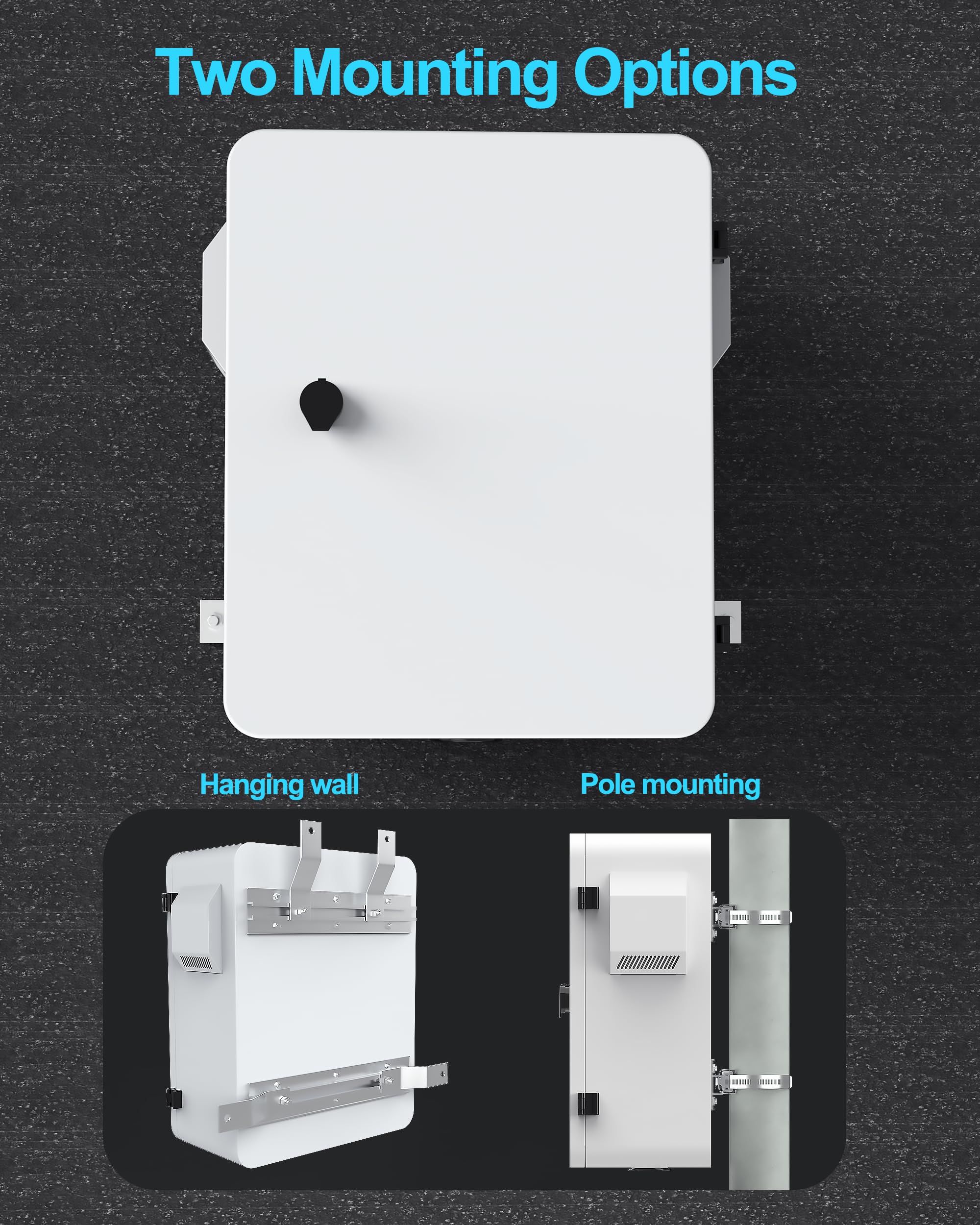Caja eléctrica para exteriores con termostato y ventilador, control preciso de temperatura de -17.7 °C, clasificación IP65 resistente al agua, acero galvanizado, haz trasero de aluminio (19.7