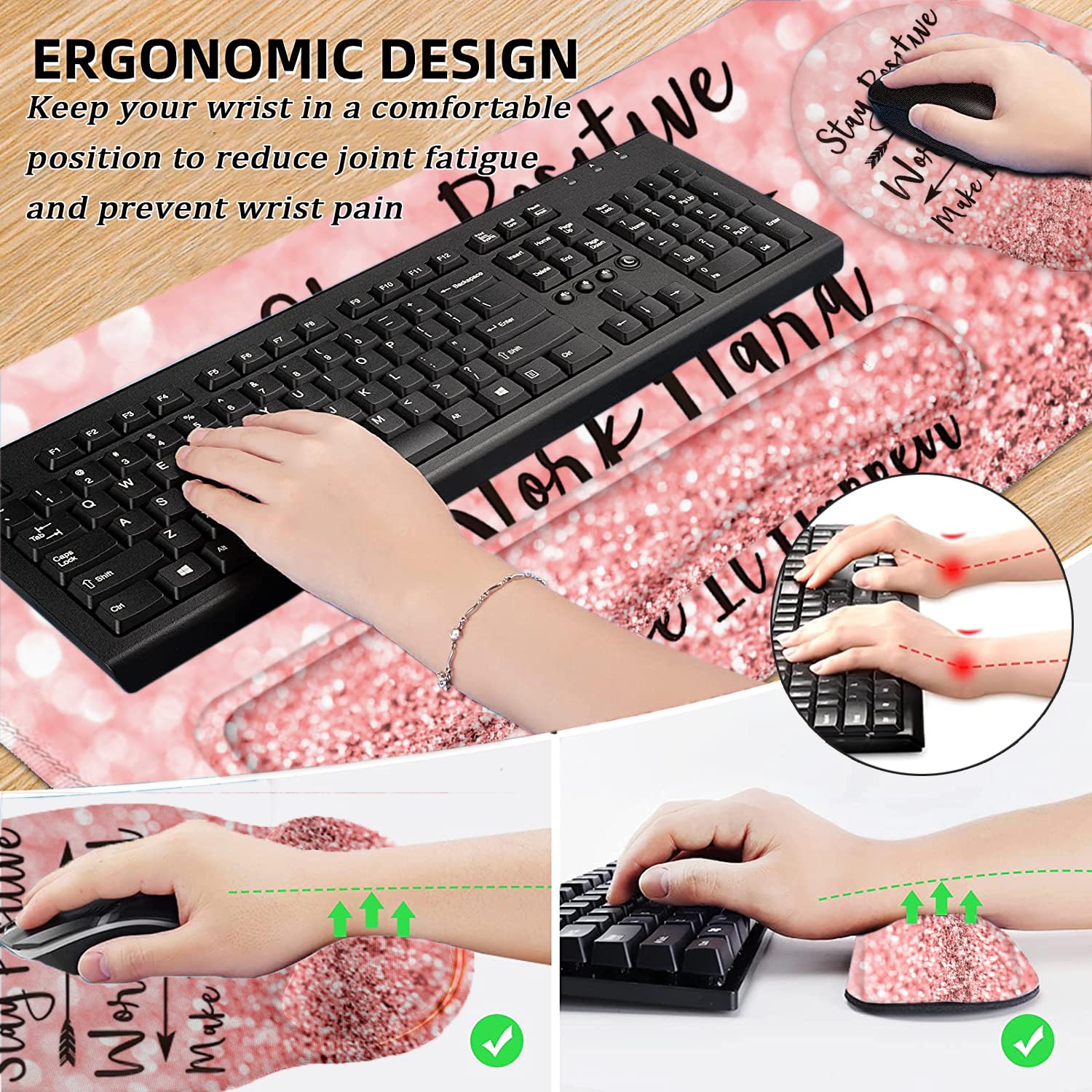 Lateefah Desk Mat, Large Mouse Pad and Keyboard Wrist Rest, Ergonomic Mouse Pad Set, Mouse Pad with Wrist Rest Combo for Home, Office, Computer