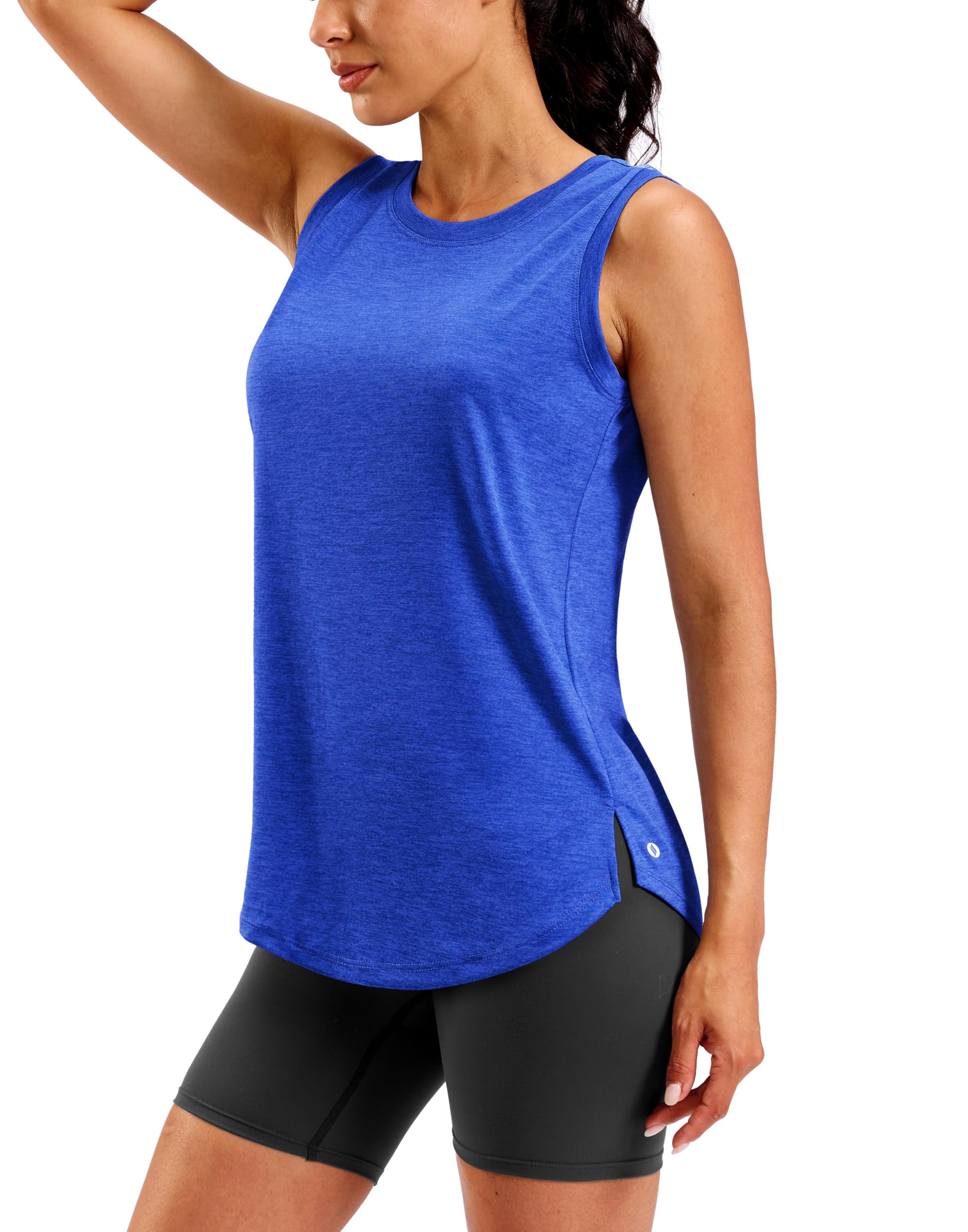 SANTINY Women's Lightweight Long Workout Tops Sleeveless Tennis Gym Yoga Shirts Athletic Running Tank Top for Women Loose Fit — view 23