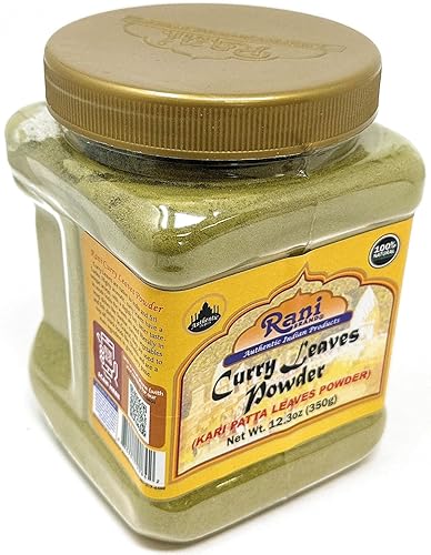 Miniatura 6 de Rani - Polvo de hojas de curry (Kari Neem Patha) de especias indias de 12.3 oz (350 g) Tarro de PET  Todo natural  Vegano  Apto para gluten  Sin OMG