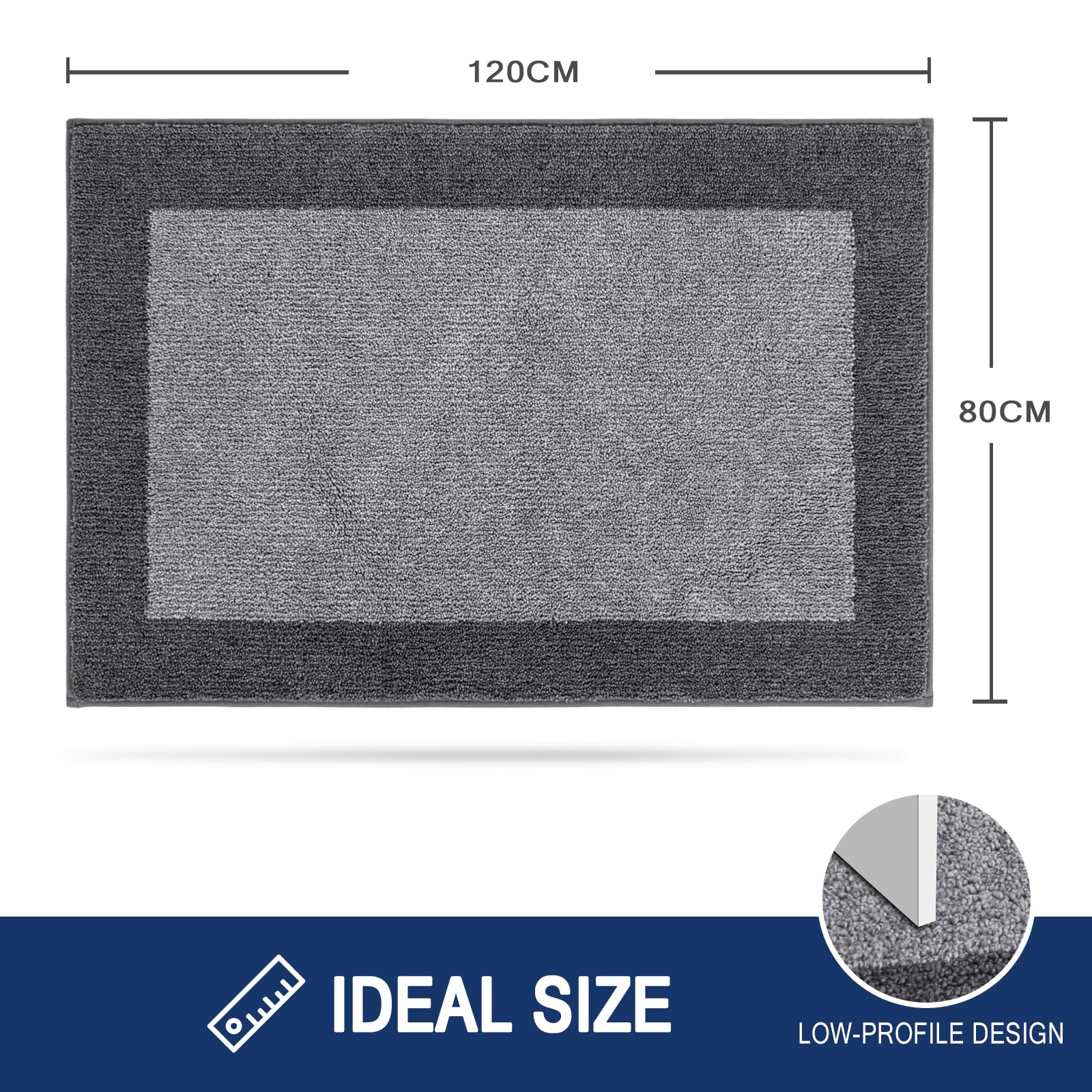 FCSDETAIL Zerbino Interno 80 x 120 cm, Tappetino Antiscivolo e Lavabile in Lavatrice, Tappetino d'Ingresso Assorbenti per Cane, Ingresso, Porta, Corridoio