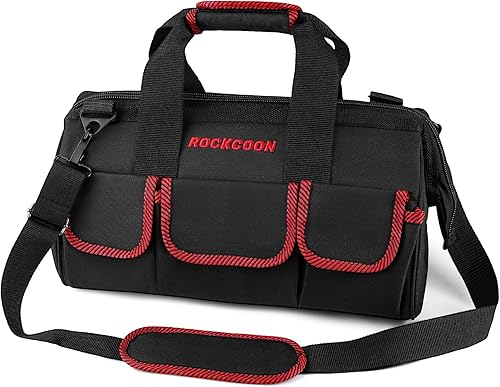 Bolsa de herramientas de 16 pulgadas, organizador de herramientas multibolsillo con correa para el hombro, bolsa resistente con para almacenamiento