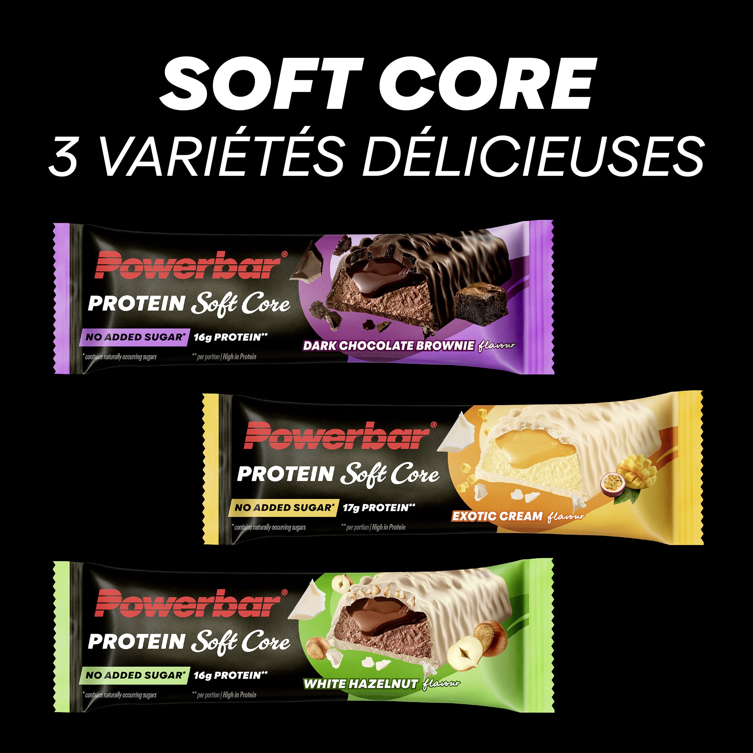 Powerbar Barres Protéinées - Soft Core - Exotic Cream - 12x48 g - Barre Protéinée Riche en Protéines et Faible en Sucres