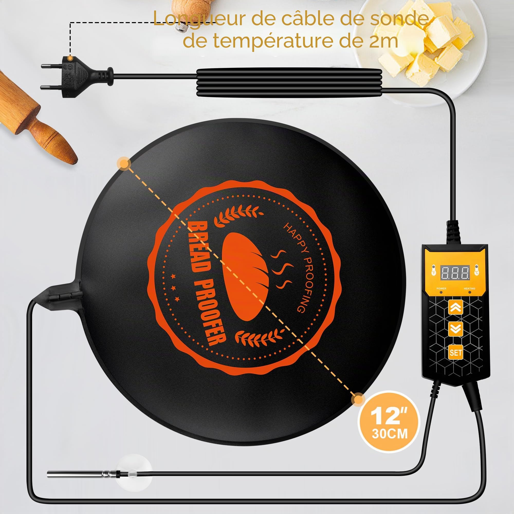 Heat Mat with Lid for Bread and Dough Dough Adjustable Temperature with Thermostat Sourdough for Home