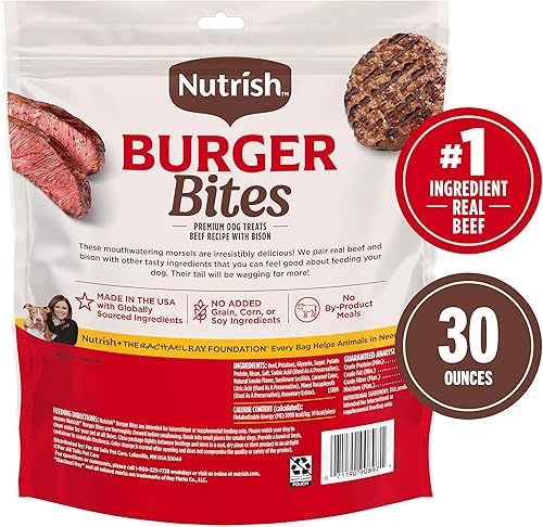 Miniatura 3 de Nutrish Burger Bites Receta de carne de res con bisonte Premium, bolsa de 30 onzas (Rachael Ray)