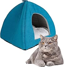 Crea Caty – Soft Warm Cat Bed, Igloo Bed, Internal Closed Kennel for Cats, Small Dogs, Puppy Bed. Nest Niche for Cats. (Blue)