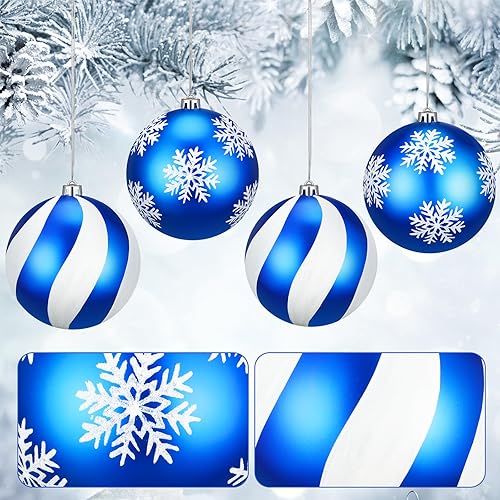 Miniatura 2 de Poen 4 adornos de Navidad extra grandes para interiores y exteriores, bolas de plástico inastillables, resistentes a los rayos UV y al agua, adornos