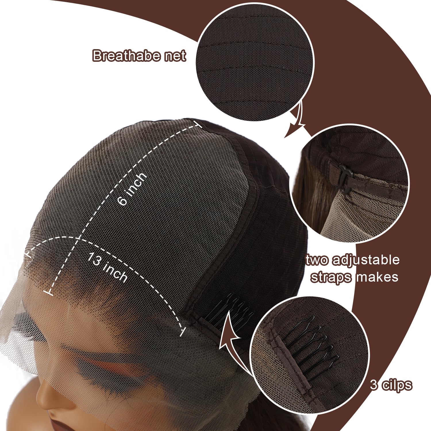 SOMIARIK Brown Lace Front Synthetic Wigs,13x6 Straight Lace Front Wig for Women Part Pre plucked With Natural Hairline Heat Resistant Fiber for Daily 26 Inches - Image 3