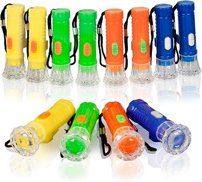 PROLOSO Mini Toy Flashlights with Lanyard LED Pocket Flashlight Toy Set Kids Party Favors 20 Pcs