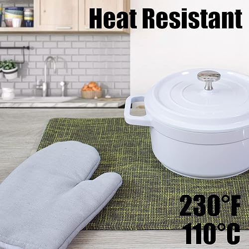 Miniatura 4 de Kevin Textile - Juego de 4 manteles individuales resistentes al calor para mesa de cocina, manteles individuales de lino lavables y duraderos (4