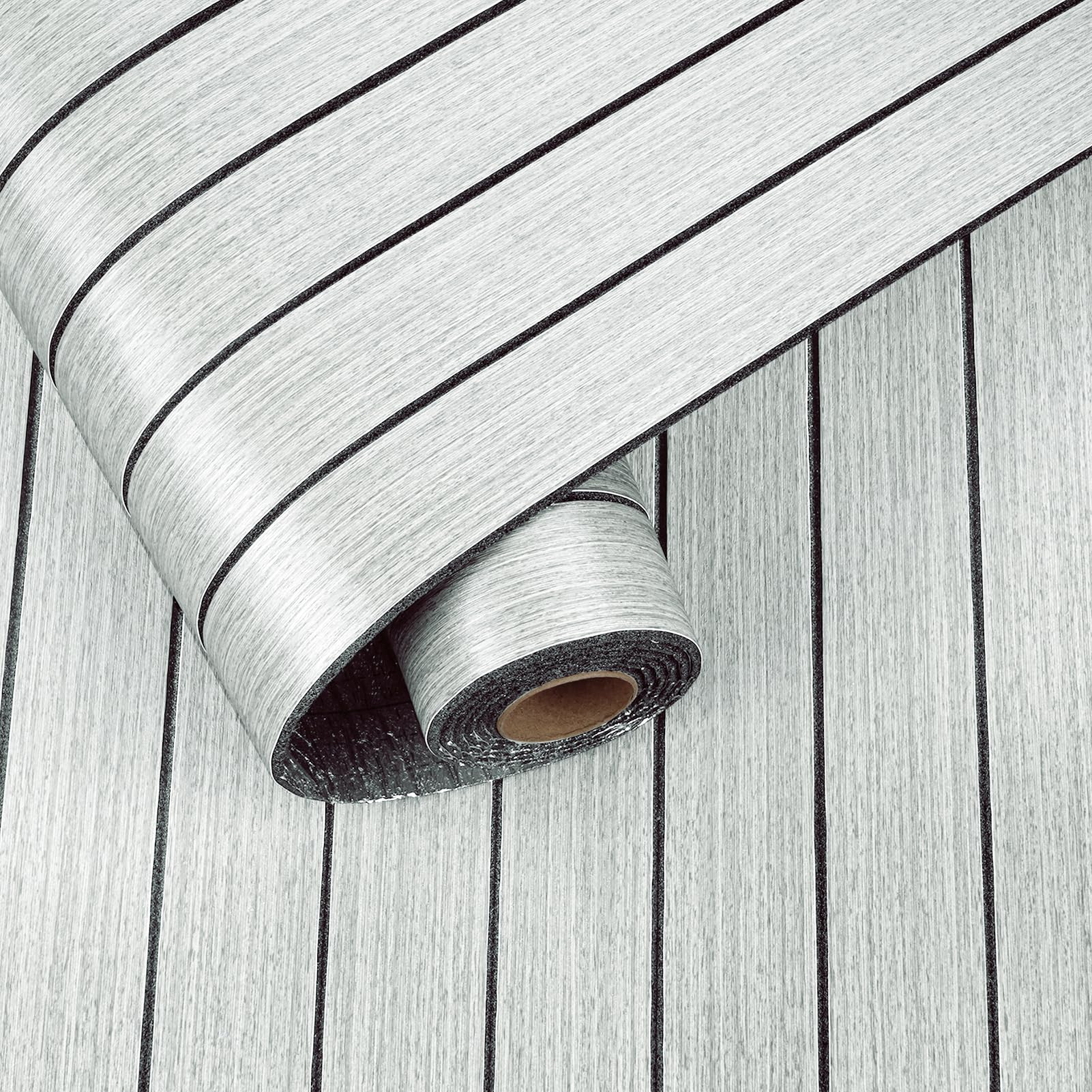 Panneaux Muraux 3D Autocollants En Vinyle Effet Bois Gris Et Blanc Pour Salon Cuisine Panneau Mural Adhesif Decoratif PVC Salle De Bain Panneau Mousse Acoustique Bois 30cm×300cm