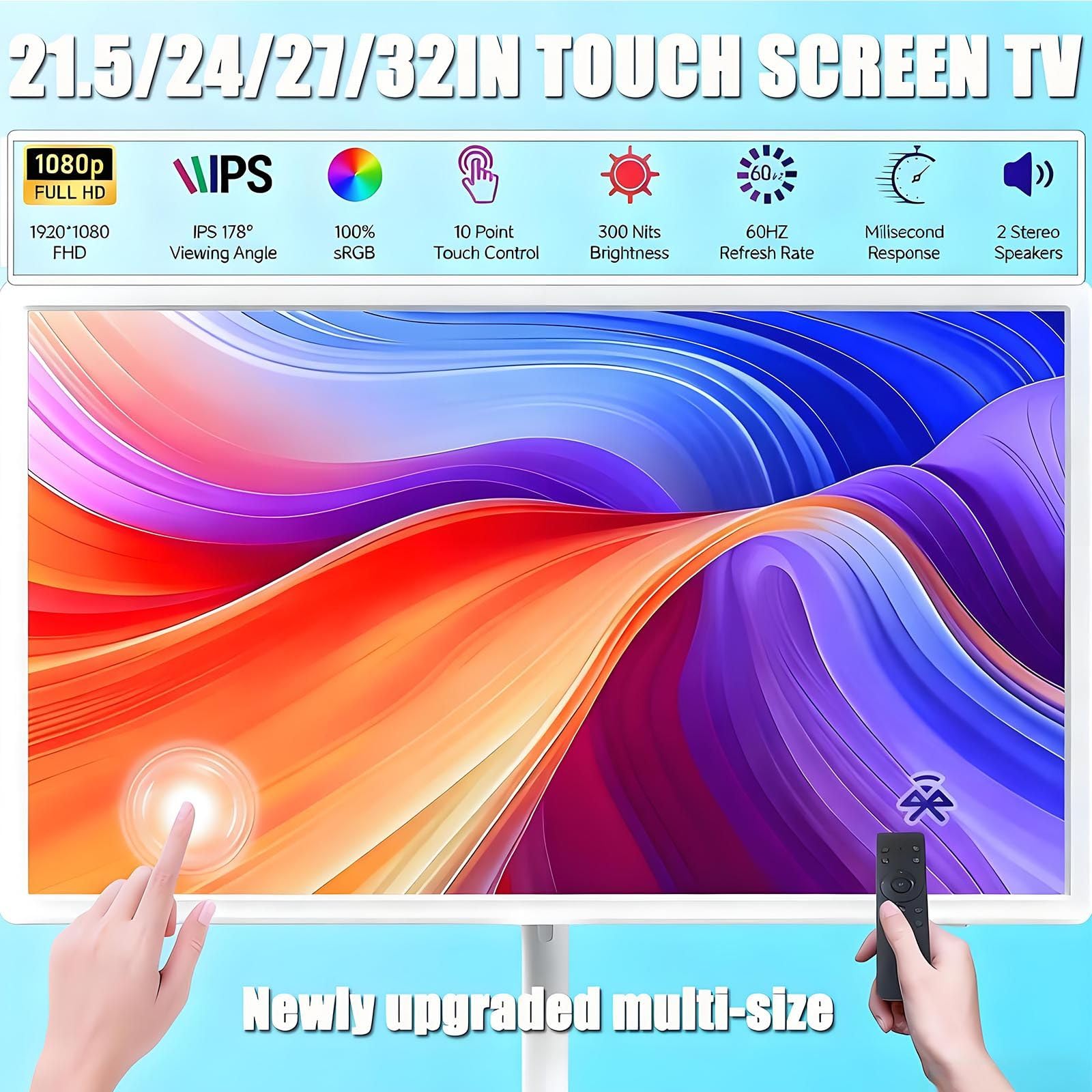 TéLéViseurs 21,5/24/27/32 Pouces,TéLéViseur Portable Sur Roues,éCran Tactile Intelligent Portable,éCrans Tv 4k Avec Support Mobile, SystèMe Levage,Rotation Libre,Batterie IntéGréE 21.5in4G+64G