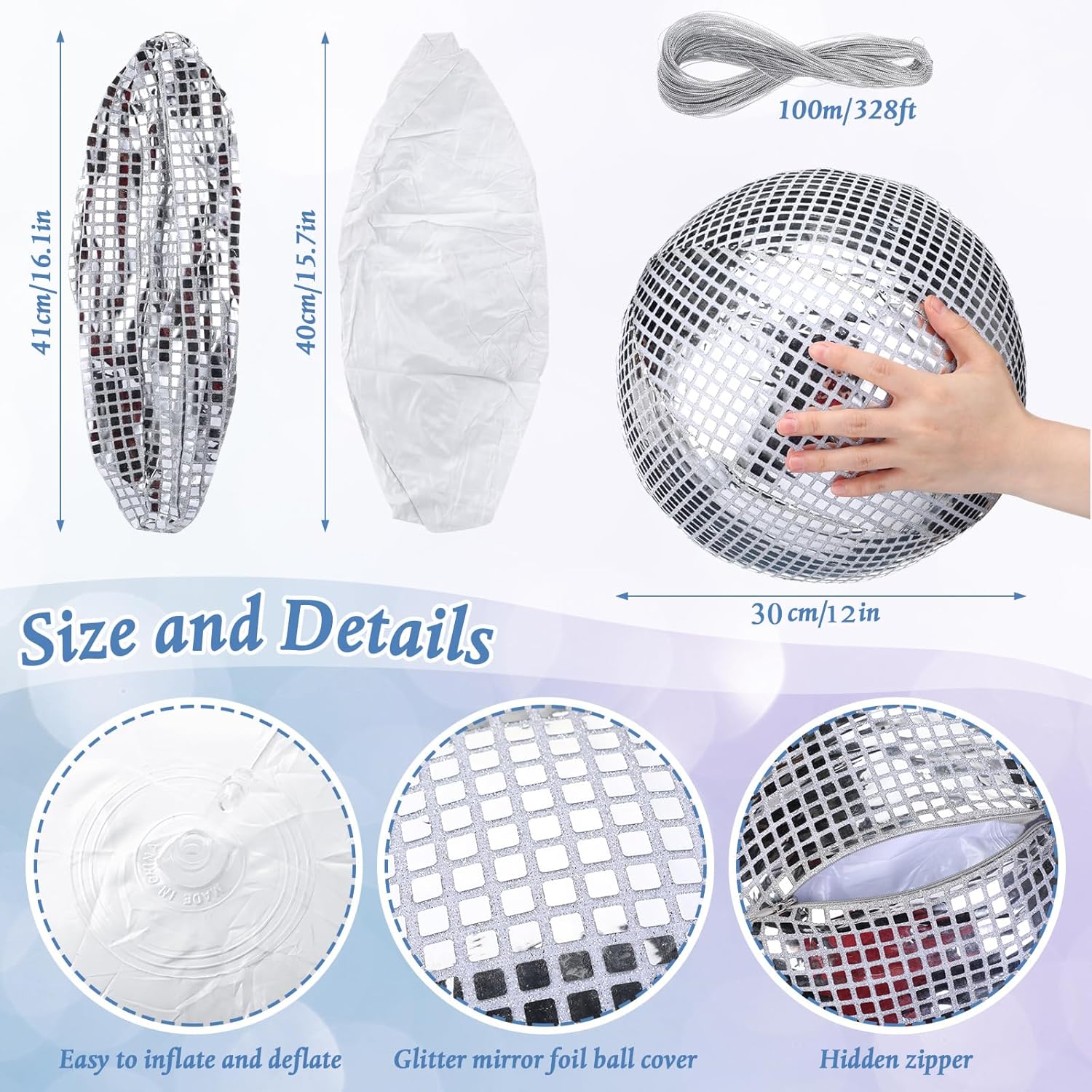 HyDren 4 Set Inflatable Disco Ball Decor Large Beach Ball Balloon Hanging Mirror Blow Up Disco Party Decorations for Ornament Indoor Outdoor Wedding Birthday Party Supplies Favors (12 Inch)