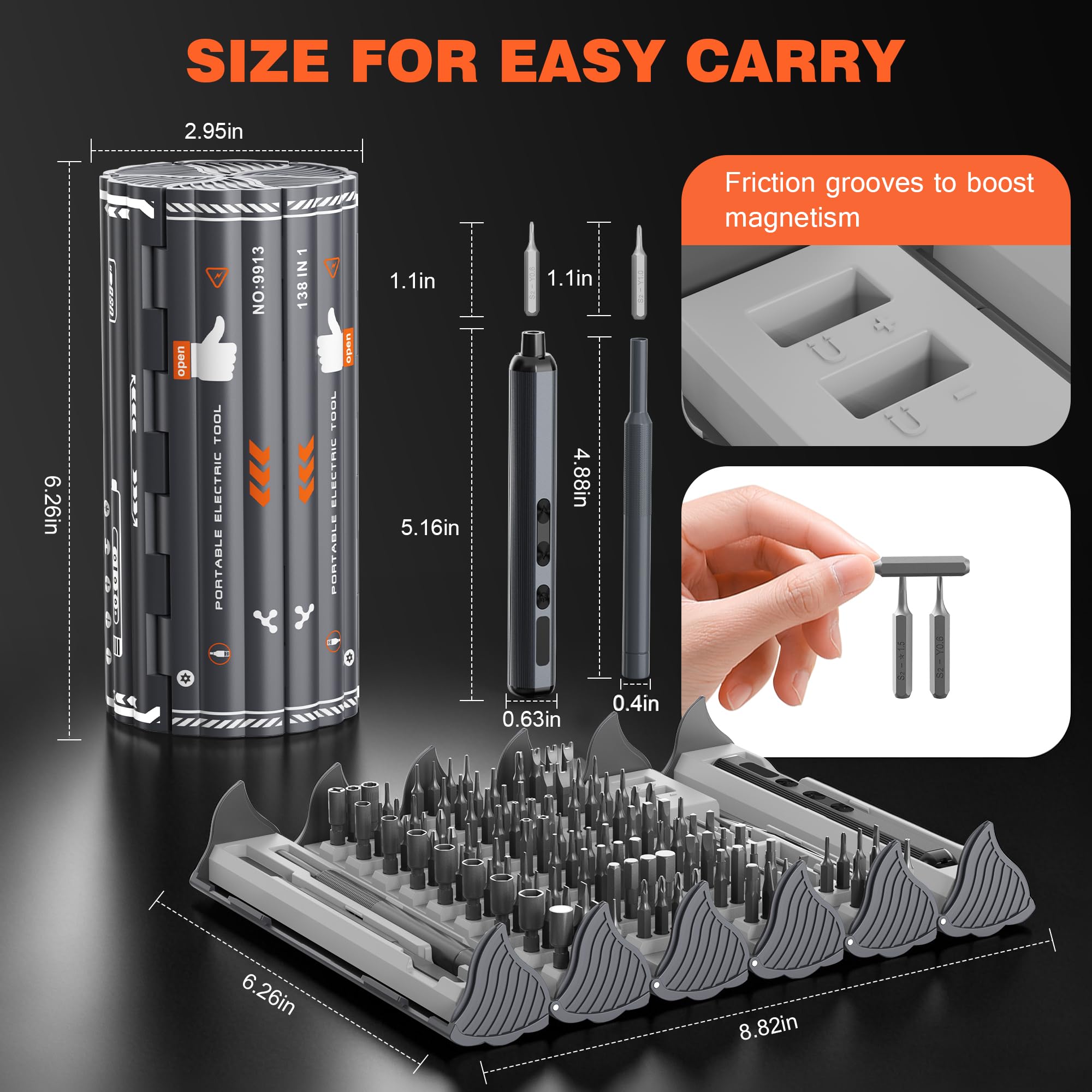 Juego de destornilladores eléctricos 138 en 1, kit de destornilladores de precisión de potencia inalámbricos, herramienta de reparación de puntas magnéticas para iPhone, PC, RC Electronics, reloj