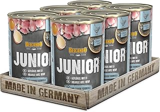 BELCANDO Nassfutter für Hunde, Junior Geflügel mit Ei, 6X 400g Dose, Hundefutter nass, für alle Rassen, Made in Germany product image