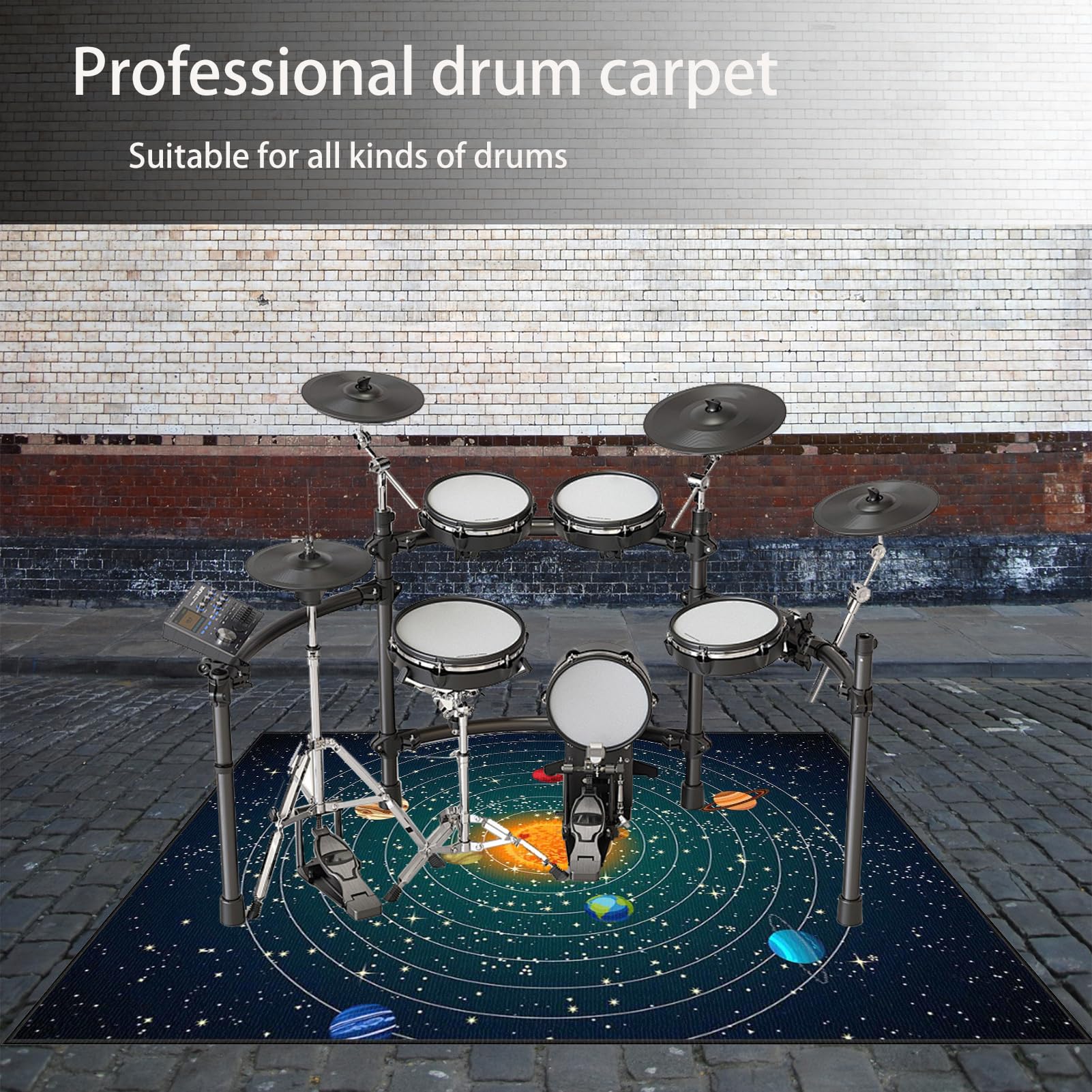 200 x 160 cm Tappeto per Batteria Tappetino per Batteria, Tappeto Insonorizzato Drum per Batterie Elettroniche, Tappeti Antiscivolo Batteria per Tamburo Rullante Acustica e Altri Strumenti Musicali