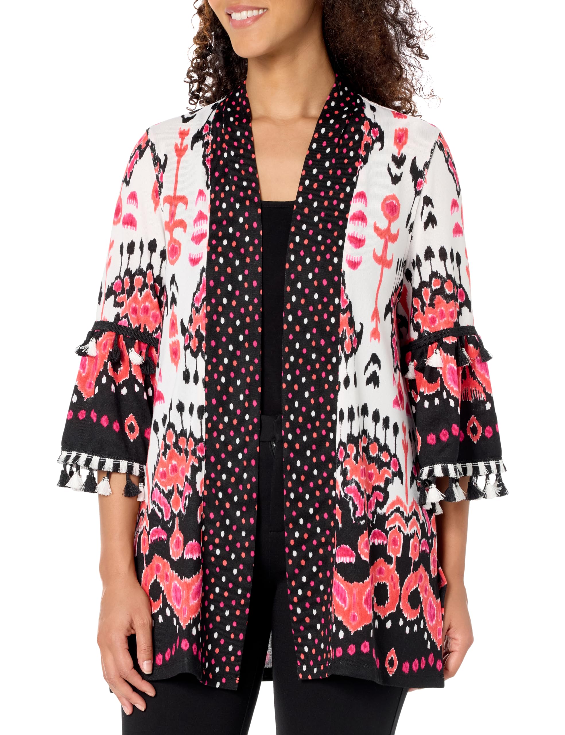 MULTIPLES Women's Three Quarters Flounce Sleeve Drop Shoulder Band Collar Jacket