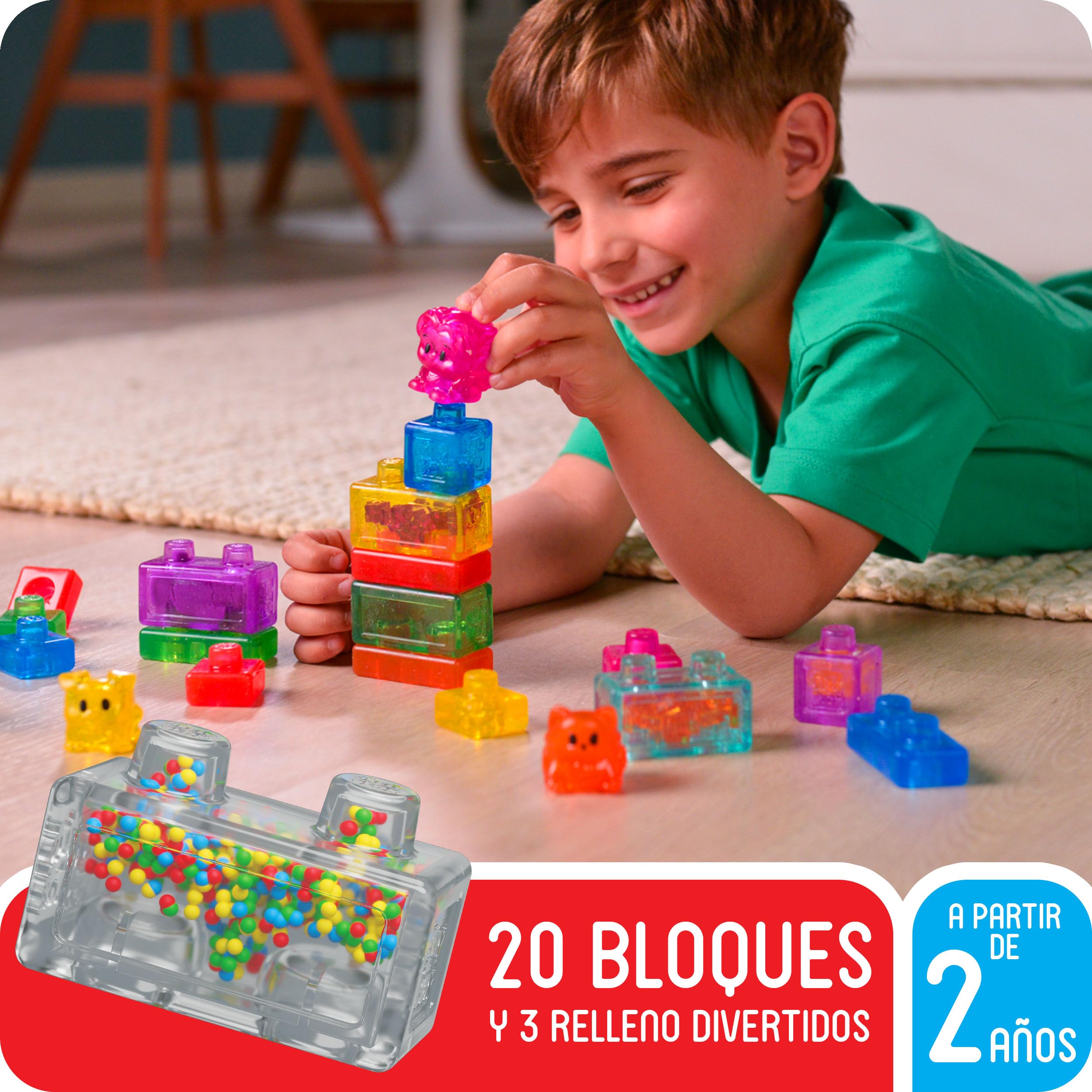 Jelly Blox - My Pets and Me - 20 Bloques de Construcción Táctiles de Formas Diferentes y con Animales - Juego de Construcción para Niños desde 2 Años - Bloques Extensibles, Flexibles - Motricidad Fina