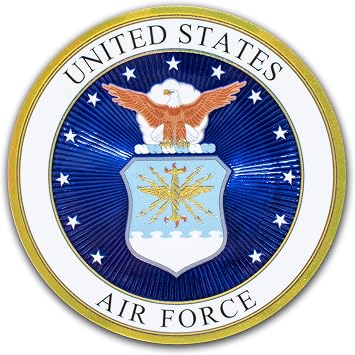 Elektroplate Officially Licensed US Air Force Premium Decal 3.25" | Metallic 3D Embossing All Weather Sticker for Car, Water Bottle, Laptop, Cooler, Bumper, Phone & More | Made in the USA