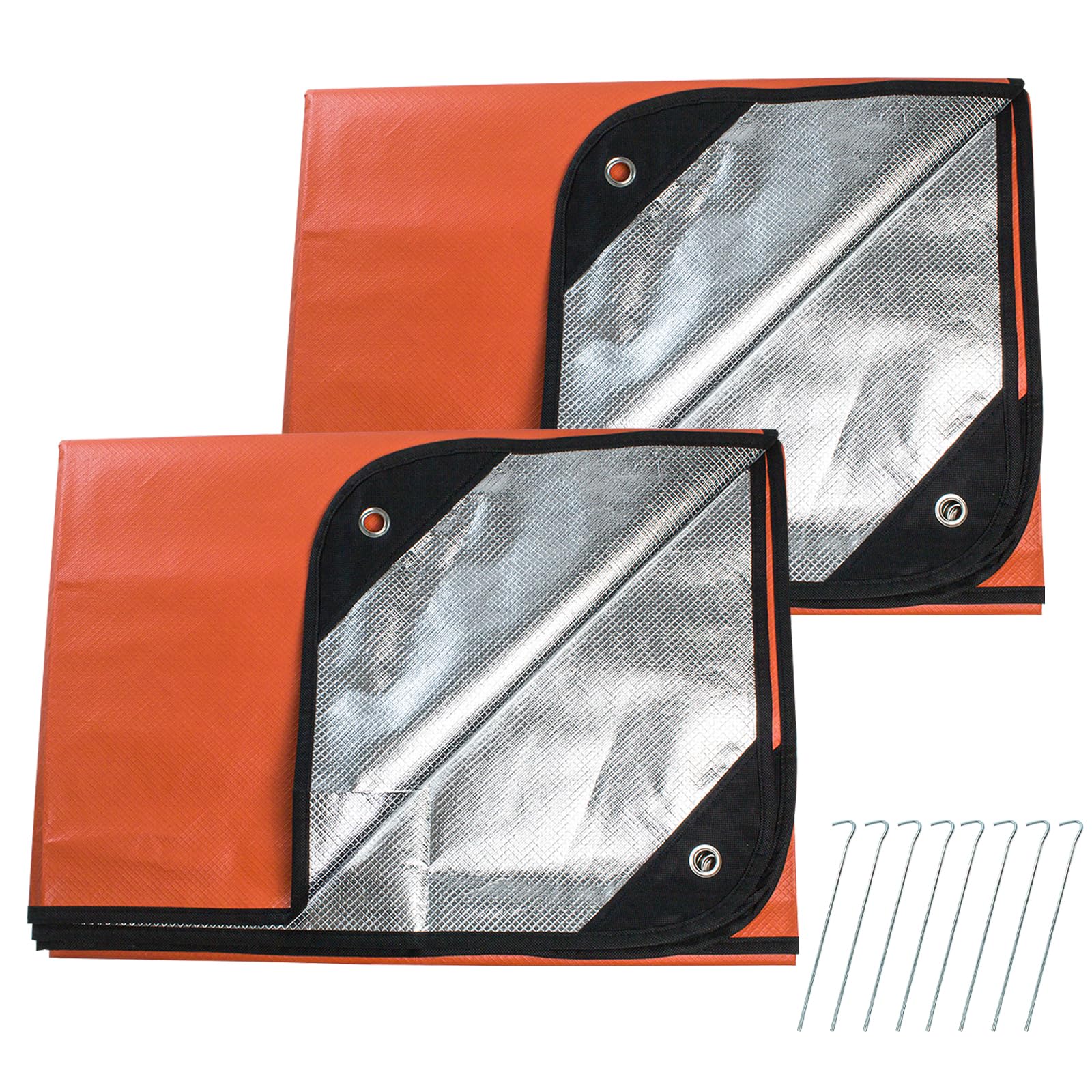 LeadCon 2 Pack Upgrade Survival Blanket – Insulated Thermal Reflective Tarp - 60" x 82". All-Weather, Reusable Emergency Blanket for Car or Camping, Orange