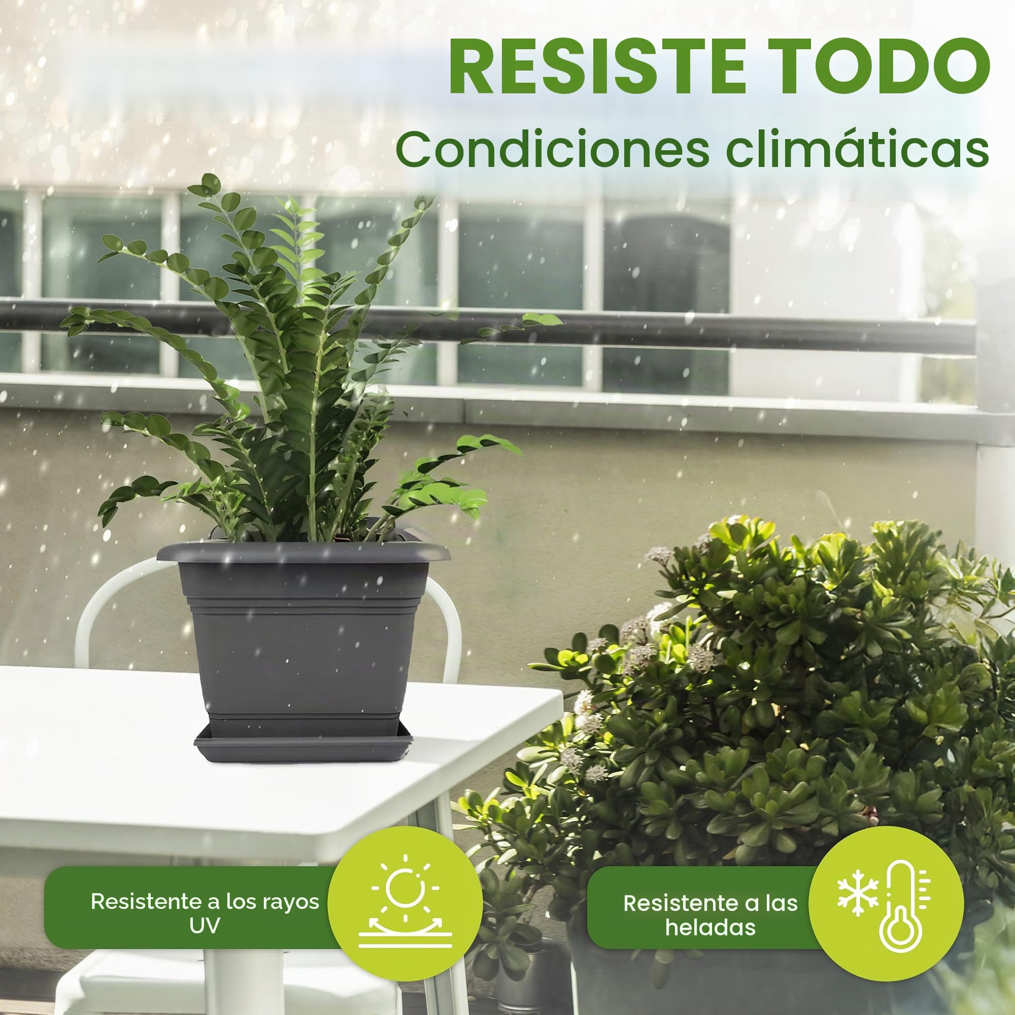 2friends Macetero grande antracita XXL, juego de 2 unidades para exterior, resistente y moderno para jardín y terraza