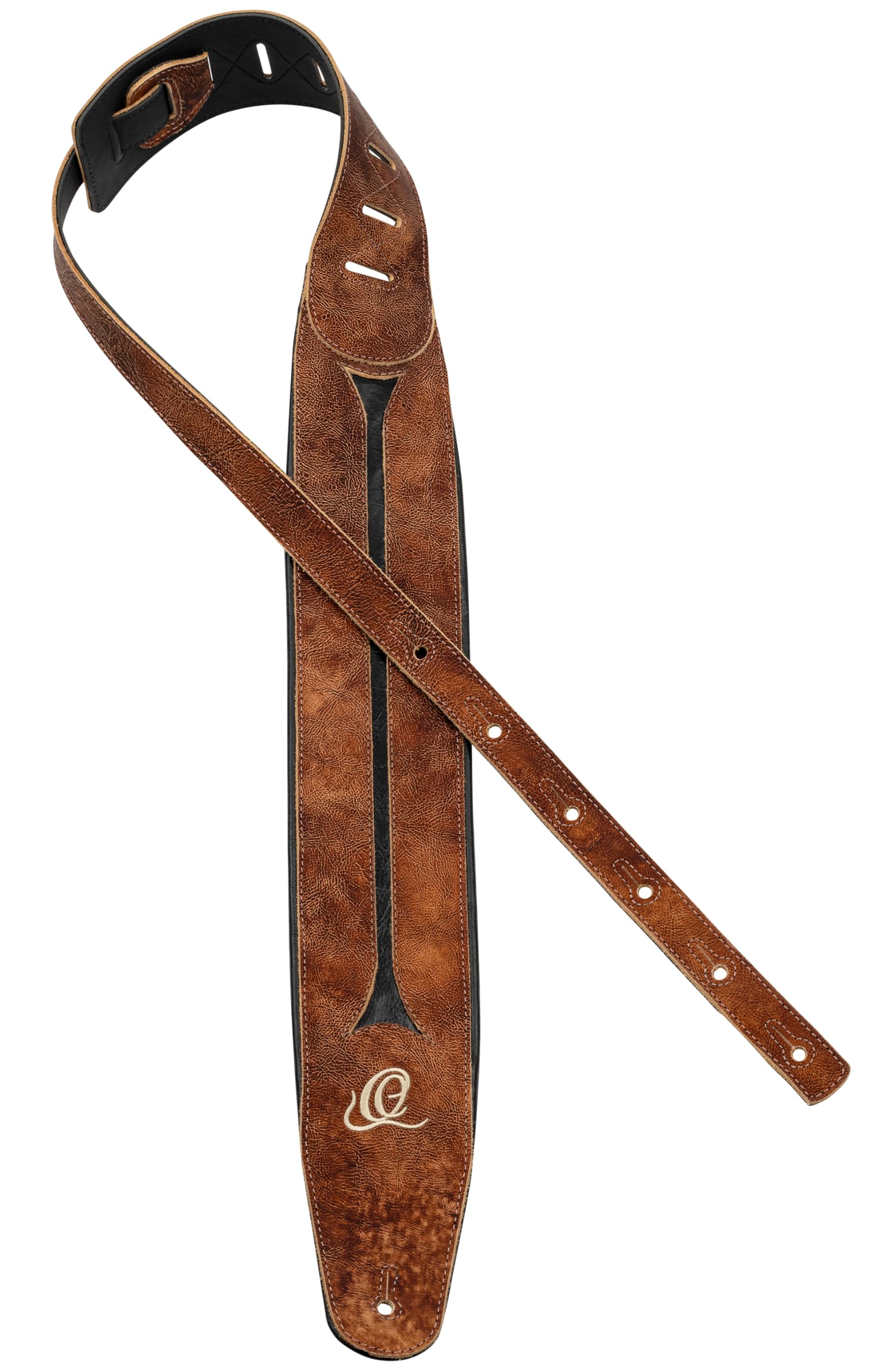 Ortega Guitars Klasyczny skórzany pasek do gitary basowej 3 1/2 cala (OSBS-1)