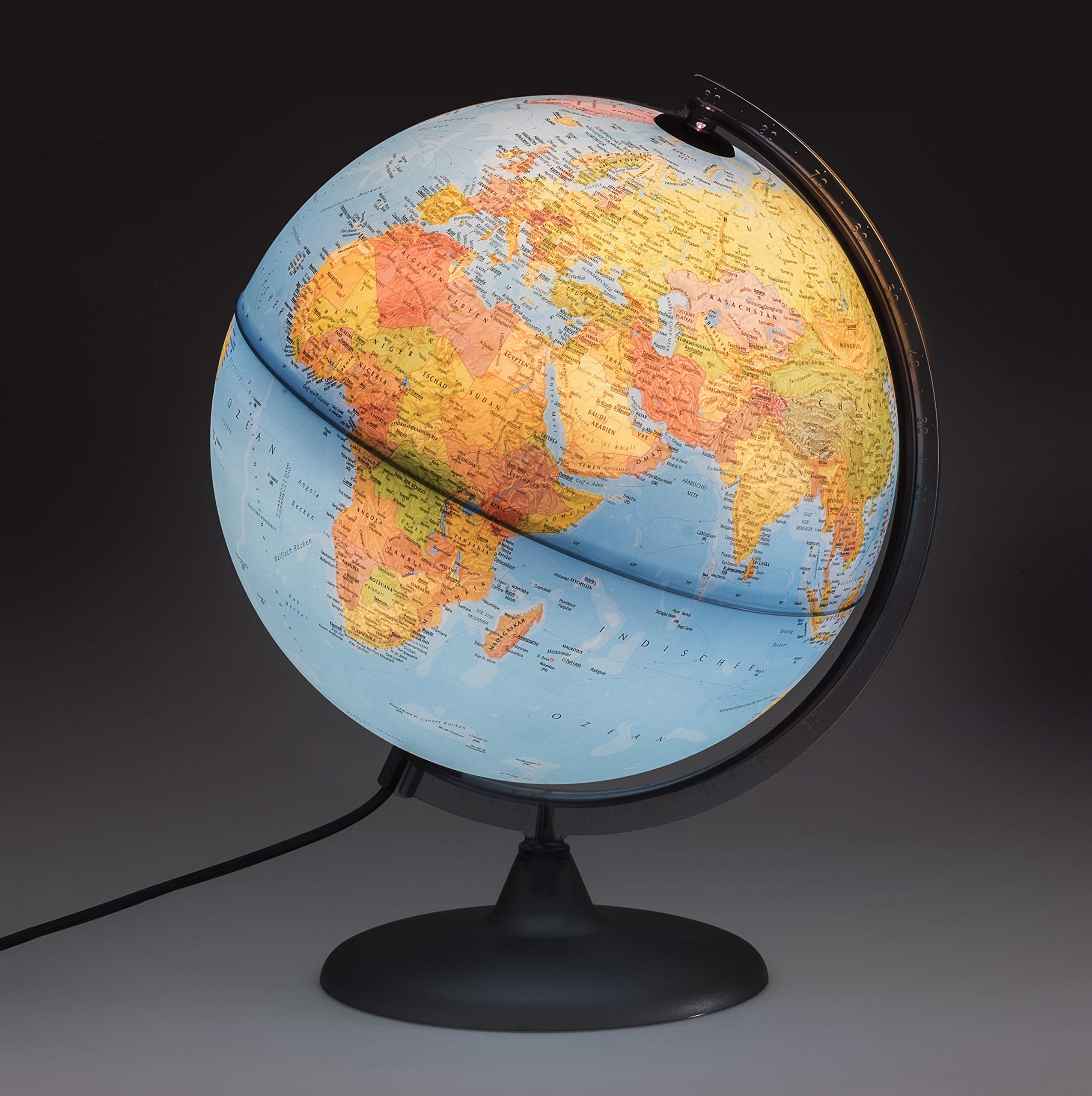 ORBIT GLOBES & MAPS Schülerglobus Doppelbild Leuchtglobus 30cm deutsch mit LED Beleuchtung, Aktuelles Kartenbild von 2026