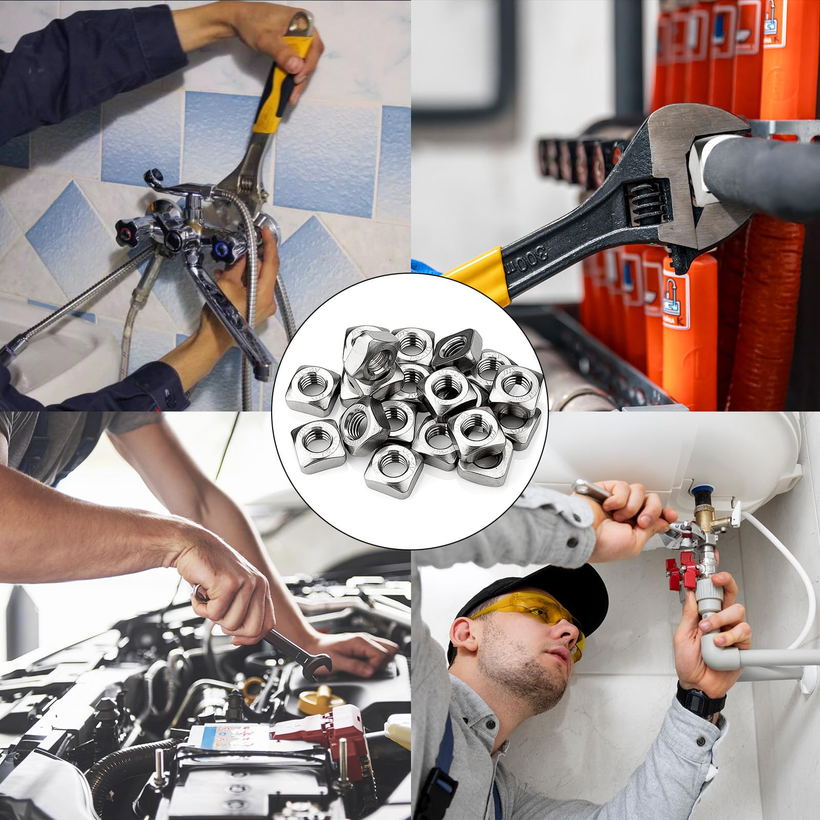 Mbsomnus 10 Pezzi Dado Quadrato M10 Dado Filettato in Acciaio Inox 304 DIN 557 Dadi per Inserti Quadrati per Lavorazione del Legno Macchinari Elettroniche Apparecchiature Produzione di Mobili
