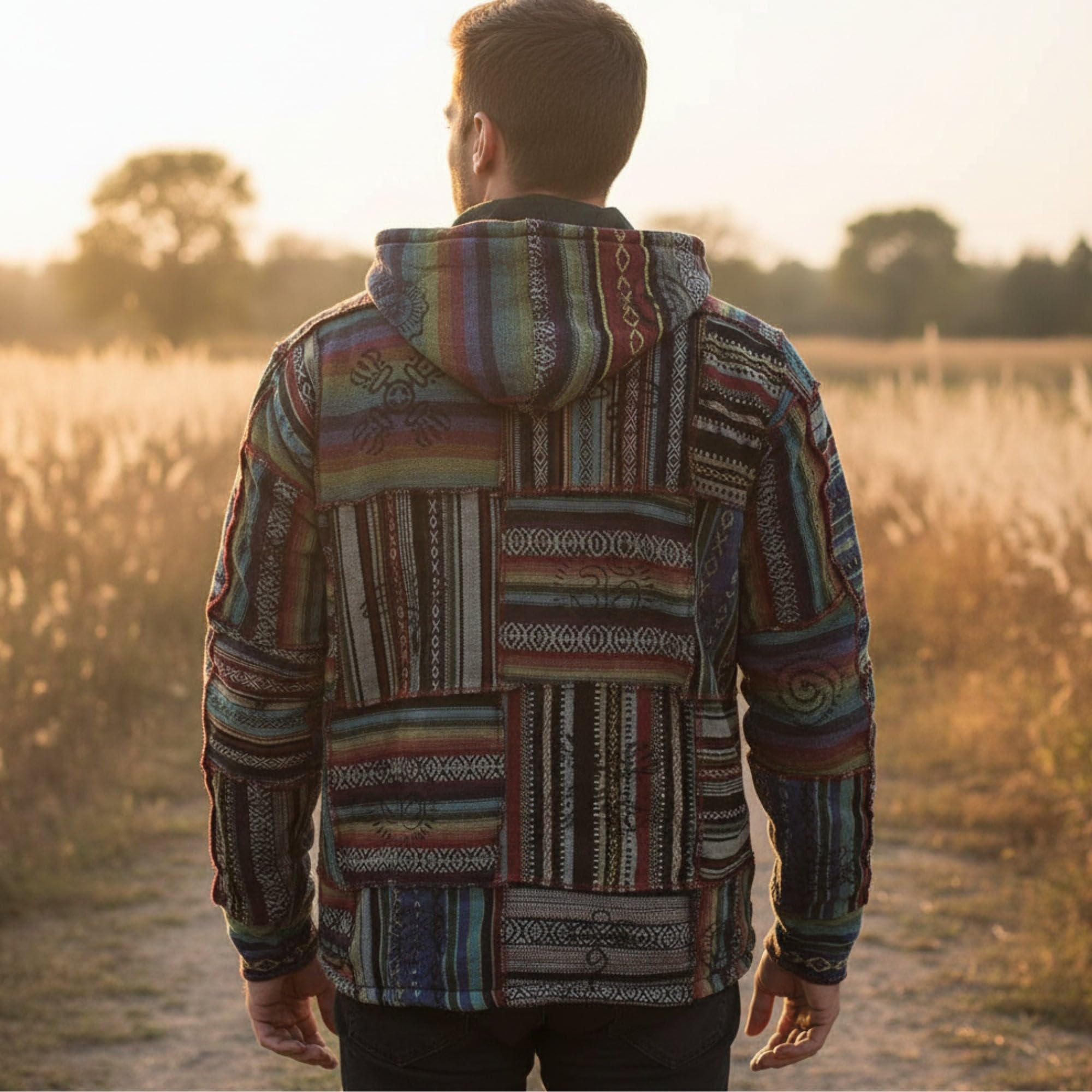 SHOPOHOLIC FASHION Herren Outstiched Hippie Kapuzenjacke