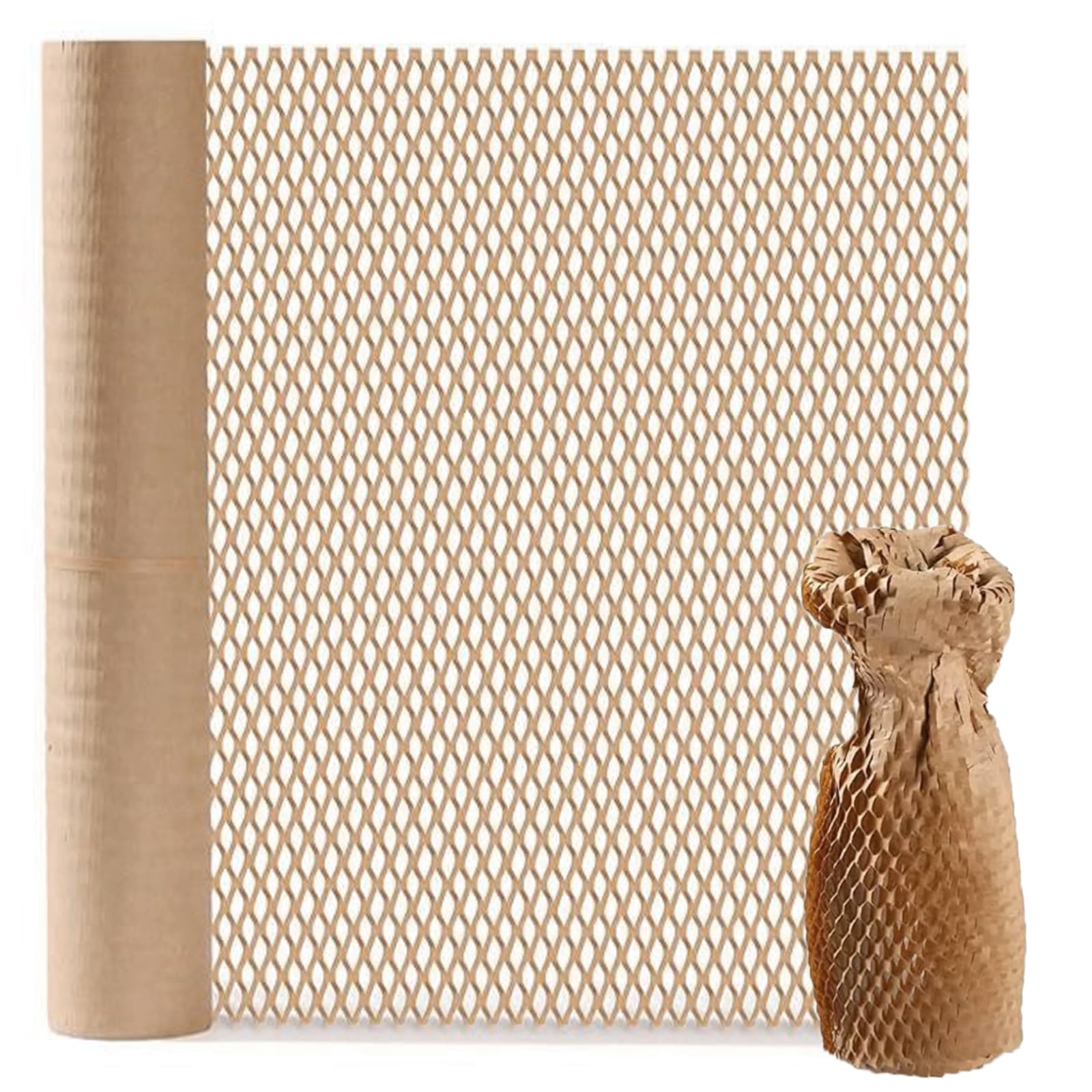 Honeycomb Packing Paper Roll 30cm x 10m, Sustainable Bubble Wrap Alternative for Moving House, Shipping Fragile Items & Gift Wrapping, Brown Kraft Cushioning (11.8"×32.8')
