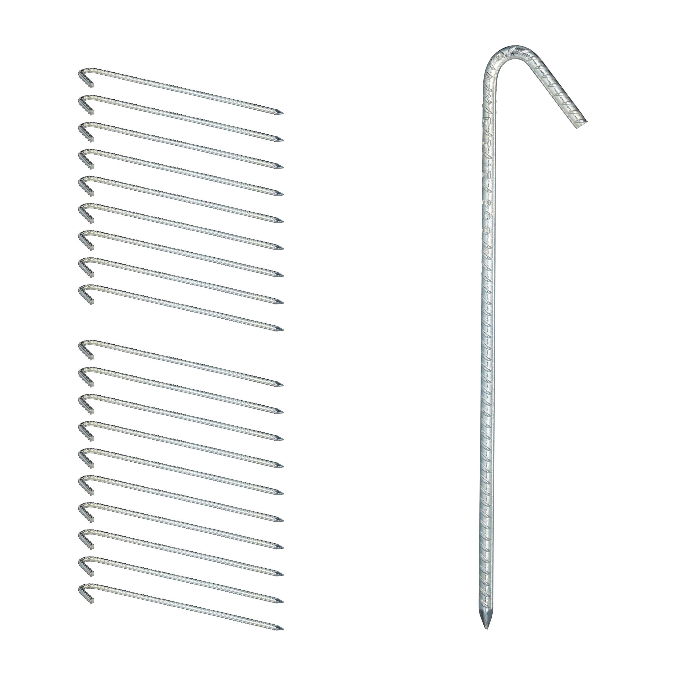 Relaxdays Piquets De Tente XL - Lot De 40 - Acier Galvanisé - 39 Cm - Pour Sols Durs