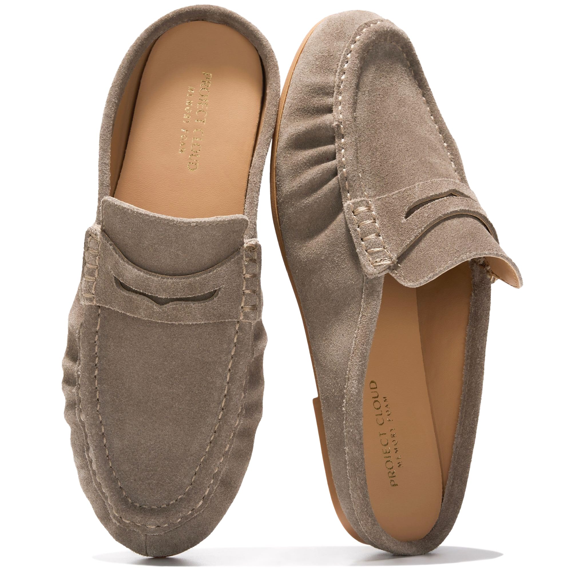 Project Cloud 100% Genuine Leather Penny Loafers for Women Mule | Mules For Women with Memory Foam Insole Womens Flats-Lightweight Womens Loafers & Womens Shoes-Women's Loafers & Slip-ons