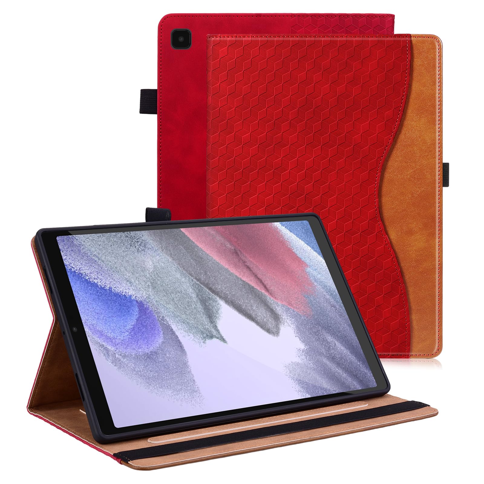 Vkooer Hülle für Samsung Galaxy Tab A7 Lite 8.7'' 2021 SM-T220/T225 Schutzhülle PU Ledertasche Folio Cover Case mit Kartentasche für Samsung Tab A7 Lite - Rot