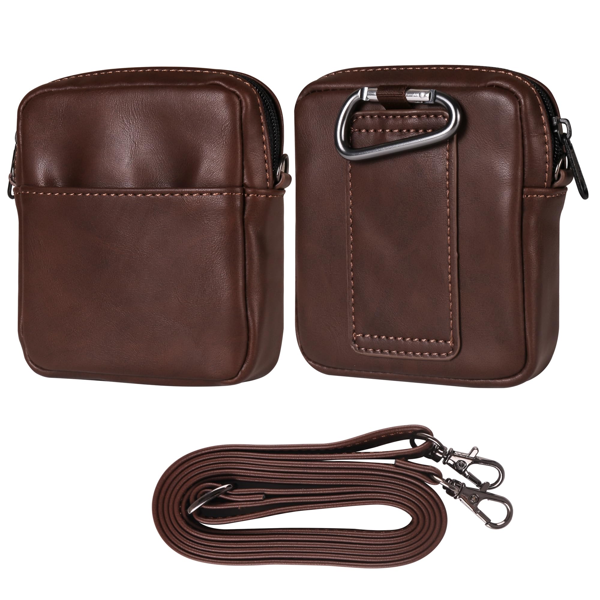 Borsa A Tracolla In Pelle Per Cellulare Uomo – Marsupio Da Cintura Con 5 Tasche, 18x11,5x3 Cm, Regolabile