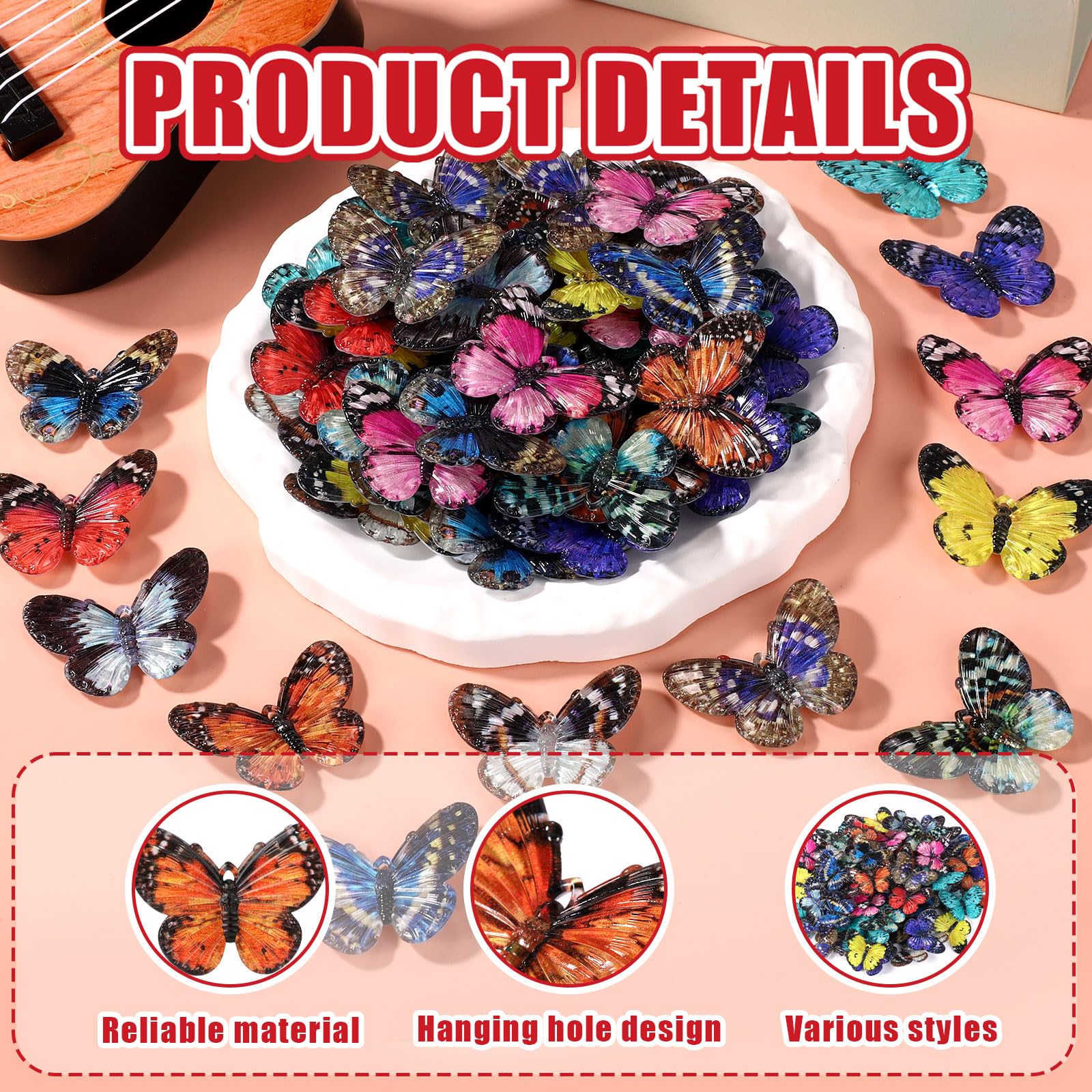 Tinoaly 60pcs Mini Butterflies for Crafts 12 Styles Tiny Resin Butterflies Small Fake Animals Figurines Miniature Wall Decorations for DIY Fairy Garden Micro Landscape Dollhouse Decor Accessories - Image 4