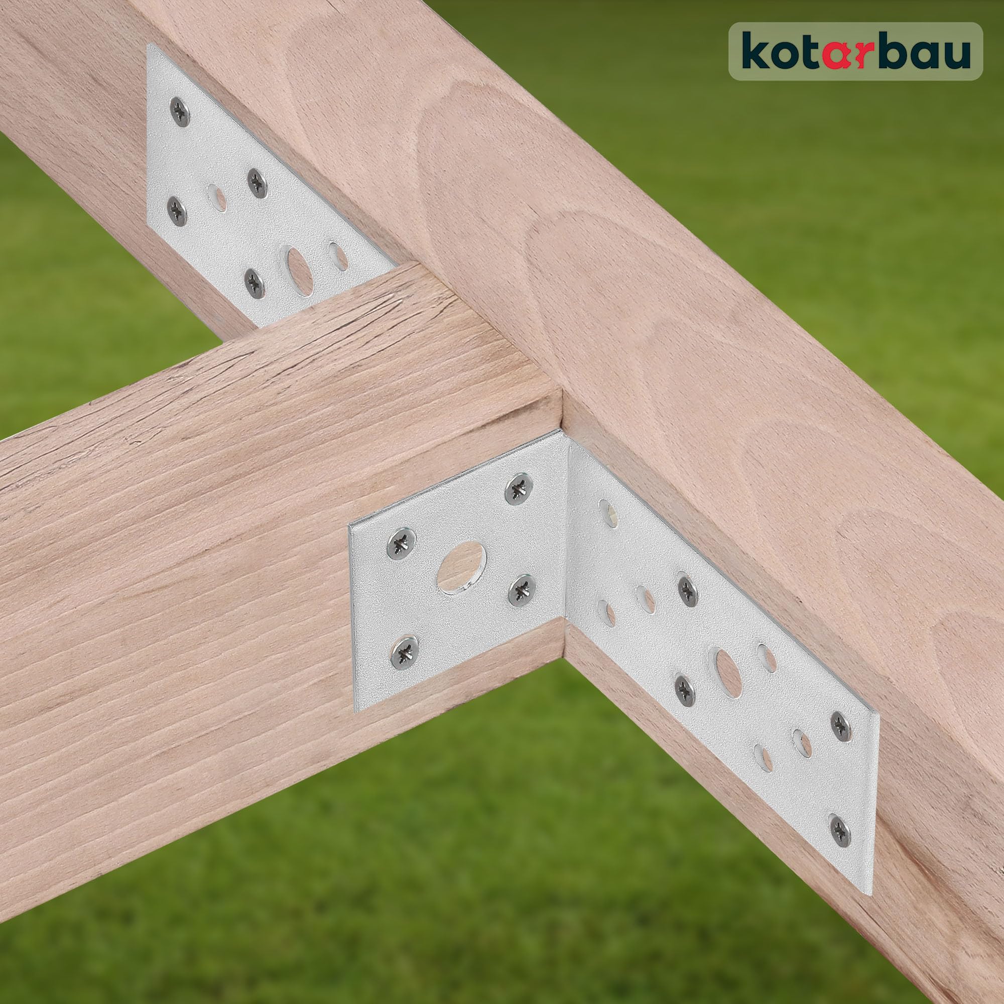 KOTARBAU® 100er Set Winkelverbinder 40 x 80 x 40 Stahl Bauwinkel Lochplattenwinkel Möbelverbinder Verzinkt Schwerlast Holzverbinder Montagewinkel Stuhlwinkel