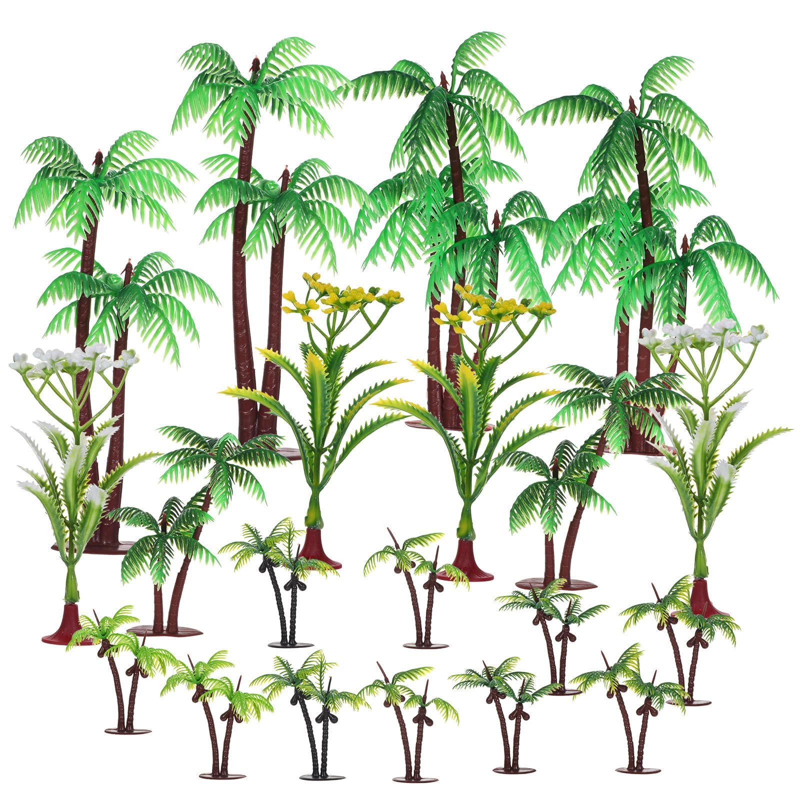 20 PCS Mini Palm Tree Model Plastic Palm Tree Cake Topper Coconut Trees Decor for Artificial Rainforest Landscape Crafts Cake Topper Micro Aquarium Garden Building Landscape Sandbox