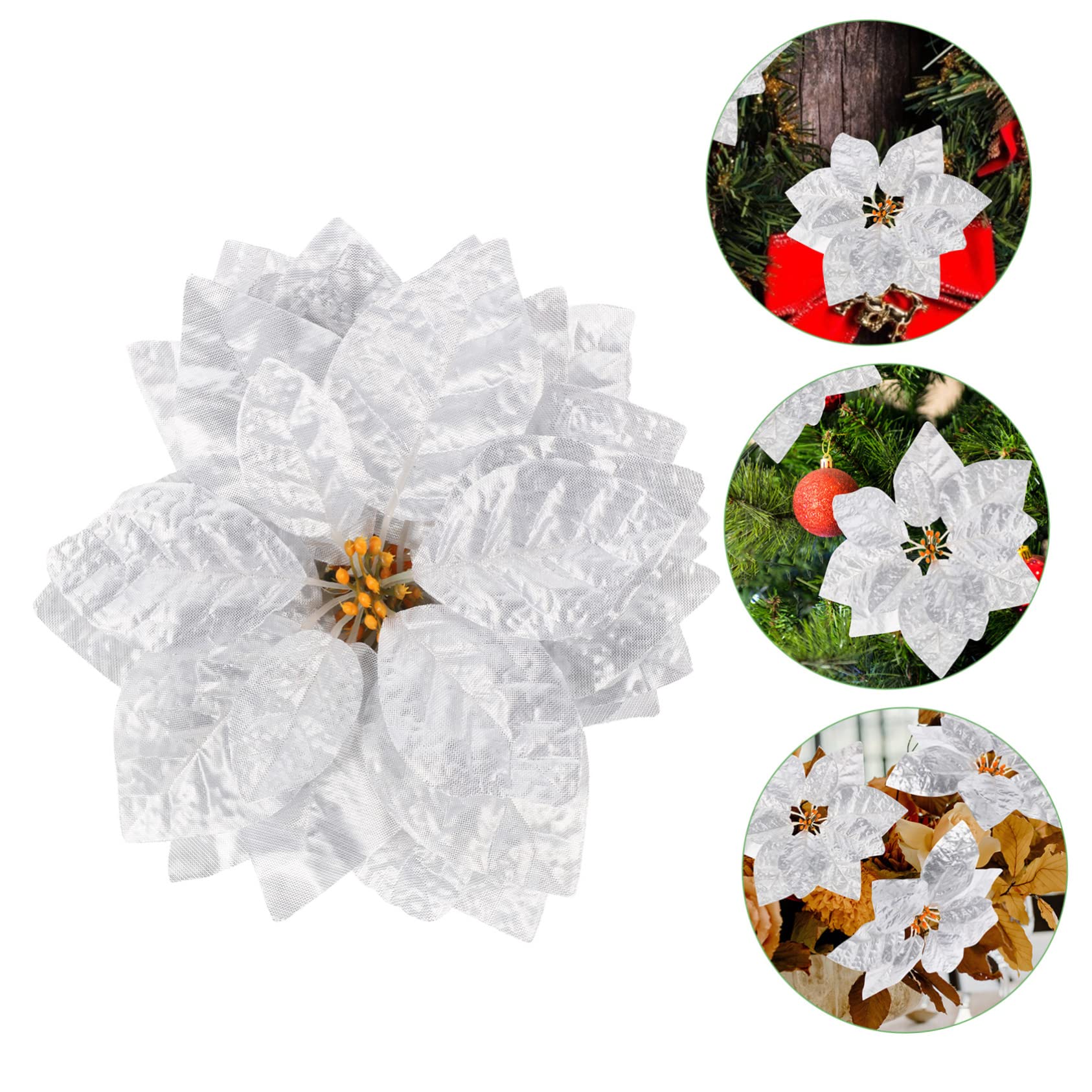 Alipis 84stücke Weihnachtssterne Künstliche Weihnachtsblumen Glitter Dekoration Für Weihnachtsbaum Hochzeiten Und Festlichkeiten Wiederverwendbare Und Lichtgewichtige Poinsettia Blumen