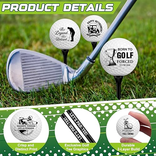 Miniatura 3 de Pelotas de golf de jubilación con camisetas y caja de regalo, regalos divertidos de jubilación para papá, compañeros de trabajo, golfistas y esposo