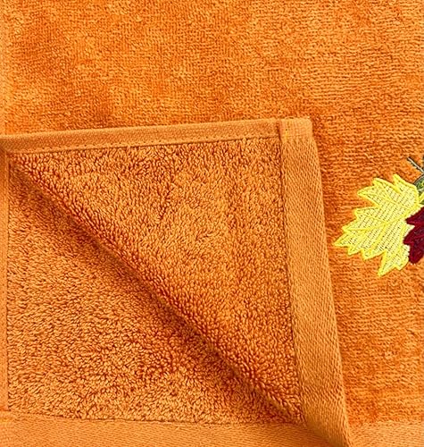 Miniatura 6 de Serafina Home Decor Farmhouse - Toallas de mano de otoño toallas de algodón óxido de terracota con hojas de otoño de color verde burdeos y amarillo,