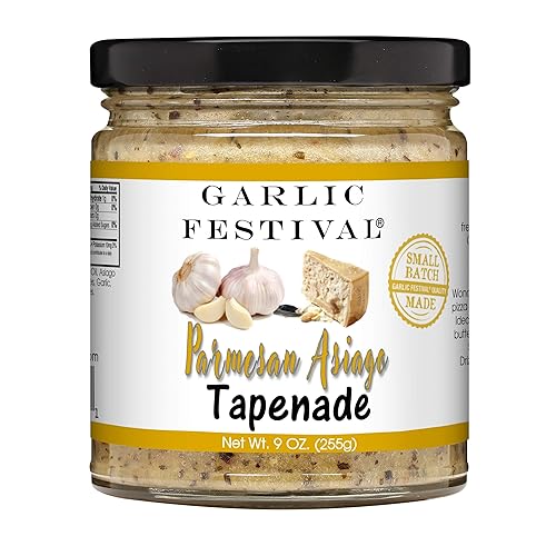 Garlic Festival Foods Asiago - Tapenade de ajo y parmesano, 9 onzas.