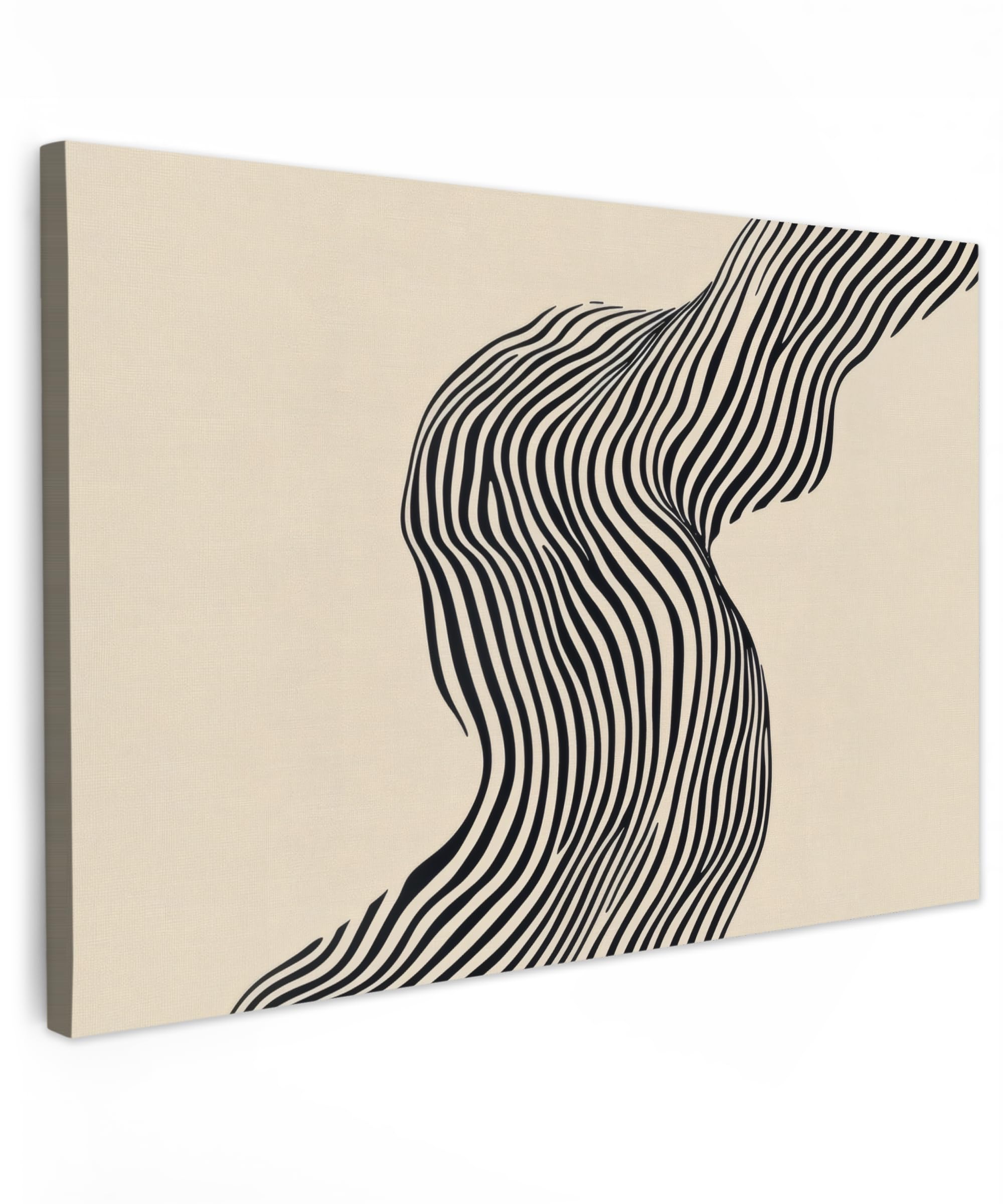 MuchoWow© Canvas Wall Art 47"x31" / 120x80 cm Decor Paintings Prints framed on Canvas Decorations Wallart Wavy - Lines - Abstract - Silhouette — image 1