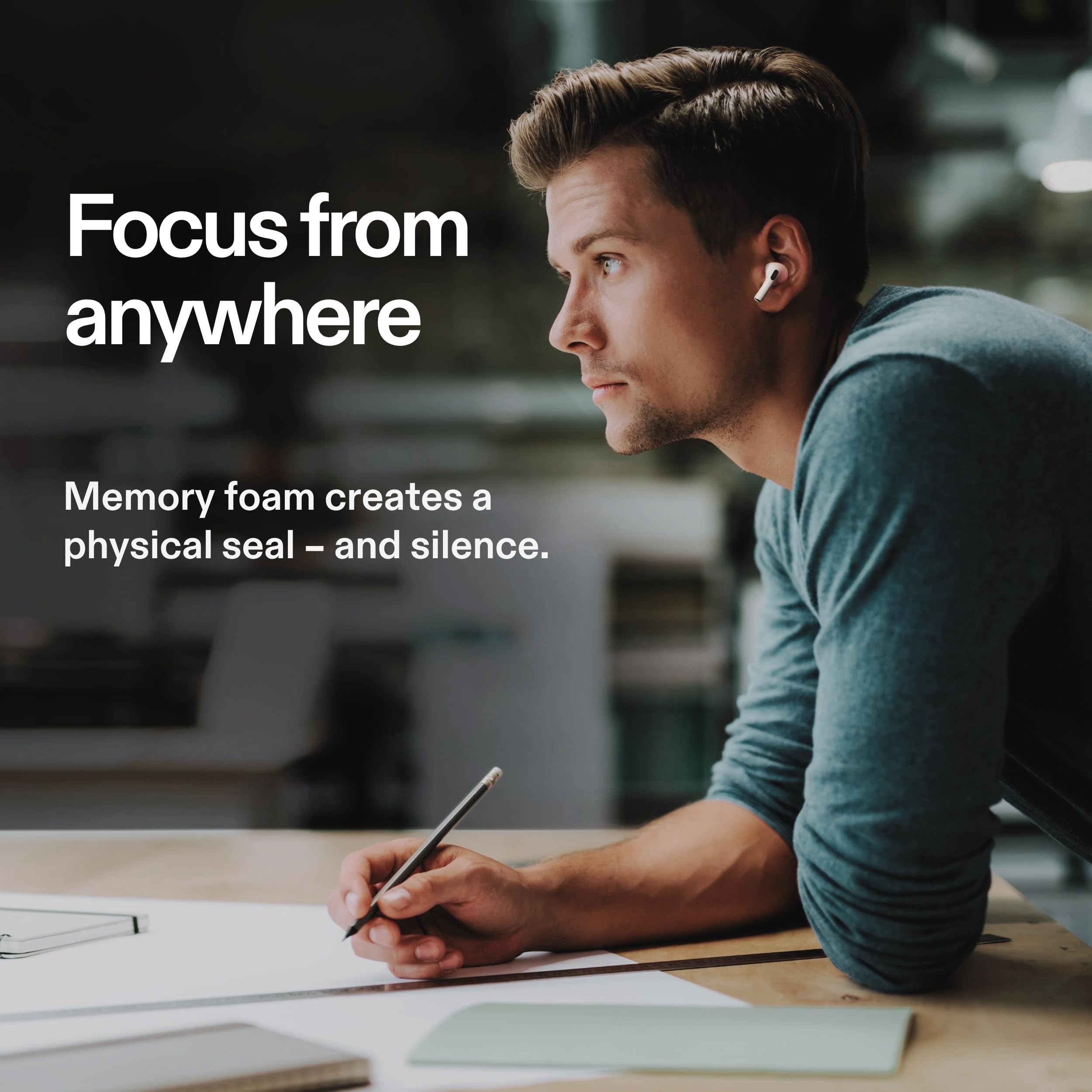INAIRS Punte in memory foam, compatibili con Apple AirPods Pro (1a e 2a generazione), 5 paia, misura M, bianche, cuscinetti per orecchie per comfort e tenuta sicura