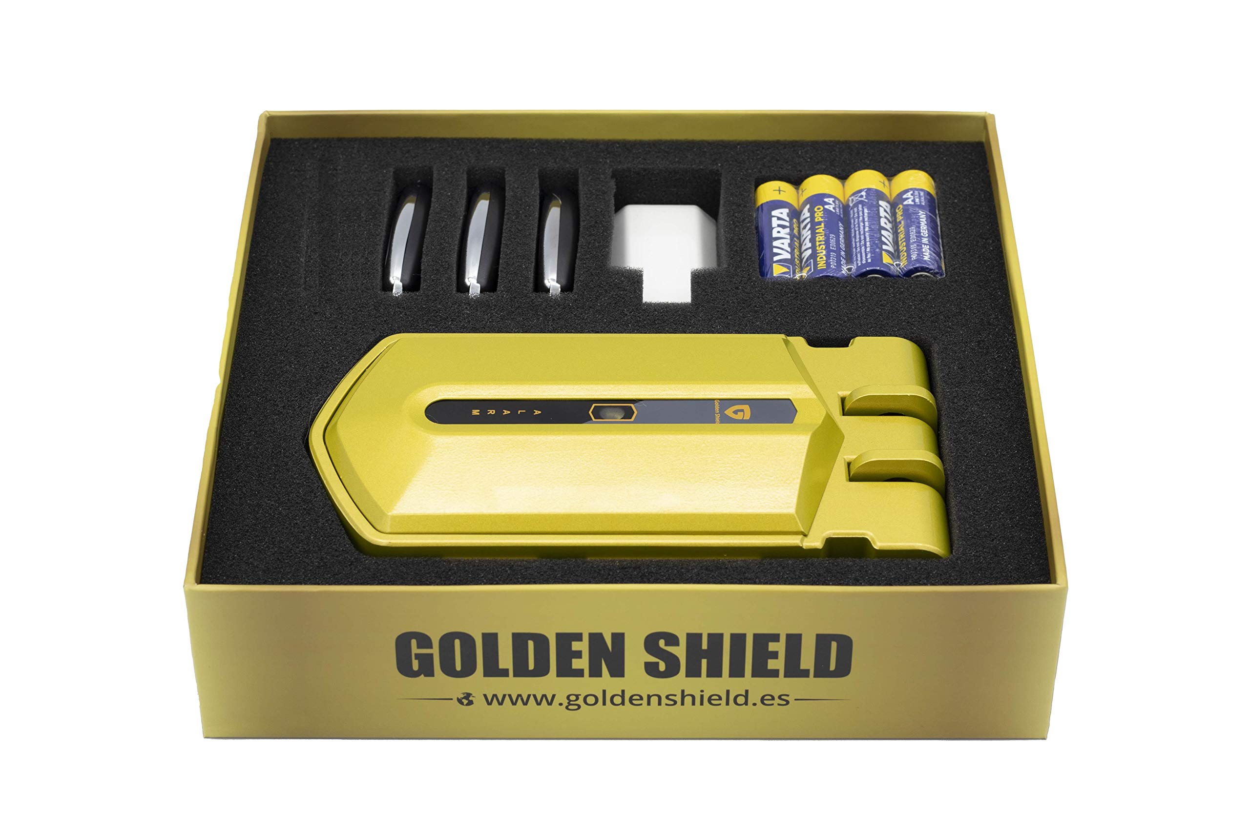 Cerradura Invisible con Alarma Golden Shield Alarm 120db con 3 mandos a distancia incopiables, con detección anticipada (Cuando fuercen la puerta antes de que la abran la alarma saltará)