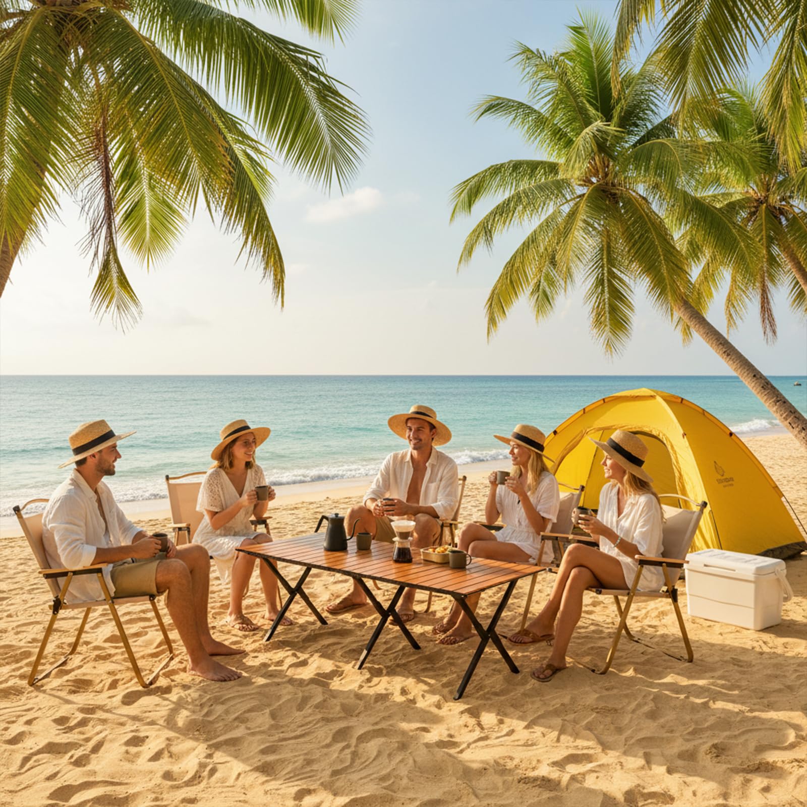 Table de Camping Pliante 119 x 58 cm, Table Pliante Portable, Sac de Rangement Inclus, Facile à Transporter pour 6 à 8 Personnes, Pique-Nique, Voyage, Jardin, terrasse - Brun