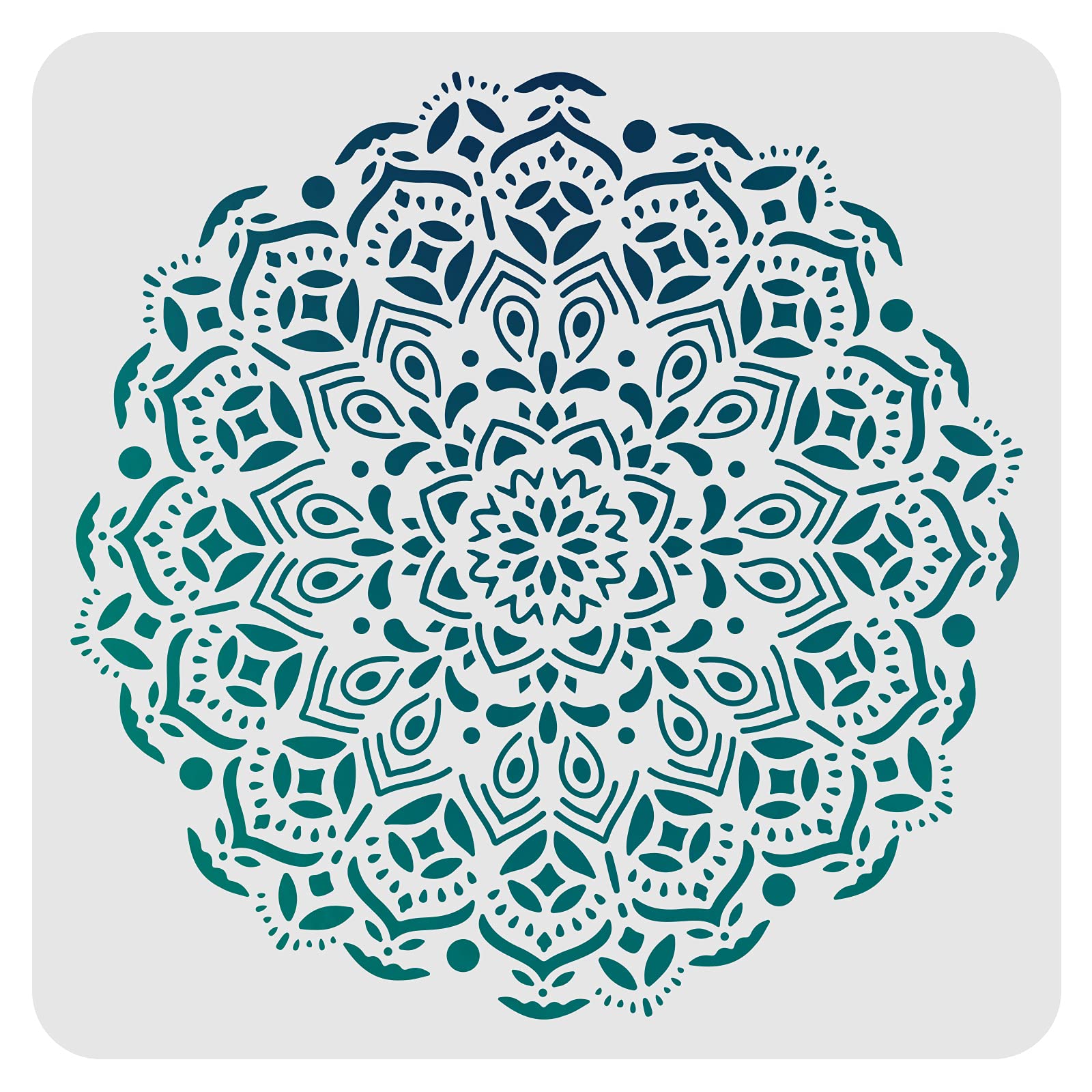 FINGERINSPIRE Large Mandala Flower Stencil Template 11.8x11.8inch Plastic Vintage Flower Drawing Painting Stencils Square Reusable Stencils for Wood Wall Furniture Floor Fabric